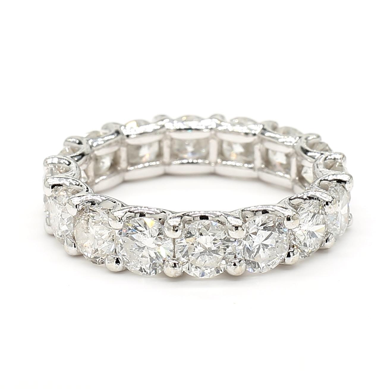 Natural White Round Diamond 5.06 Carat TW White Gold Eternity Band