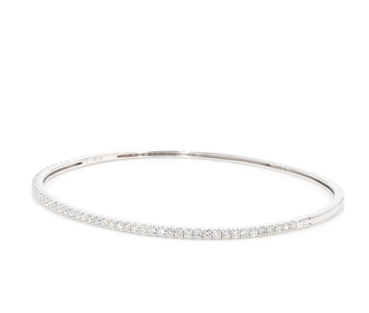 Natural White Round Diamond 0.82 Carat TW White Gold Cuff Bracelet