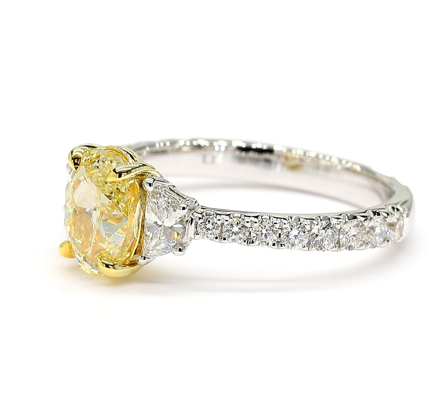 GIA Certified Natural Yellow Oval Diamond 2.15 Carat TW Gold Cocktail Ring
