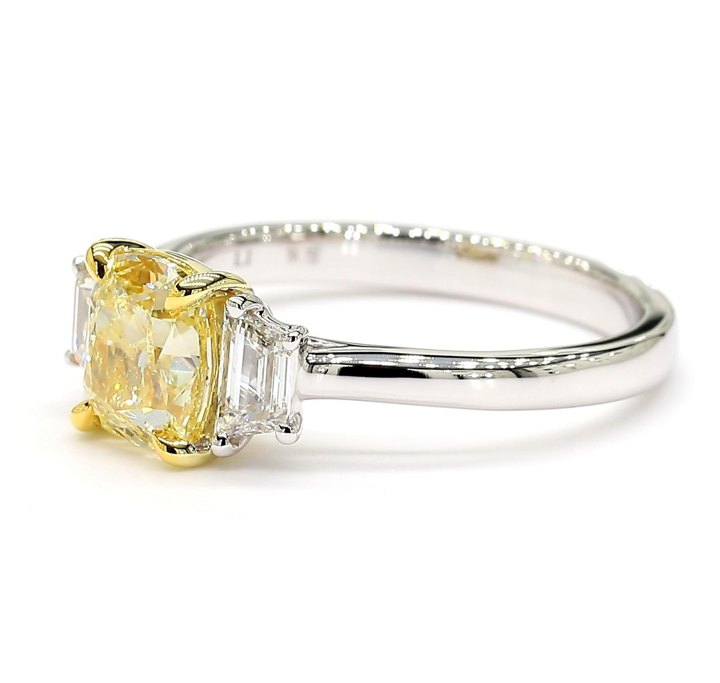 GIA Certified Natural Yellow Cushion Diamond 1.92 Carat TW Gold Cocktail Ring