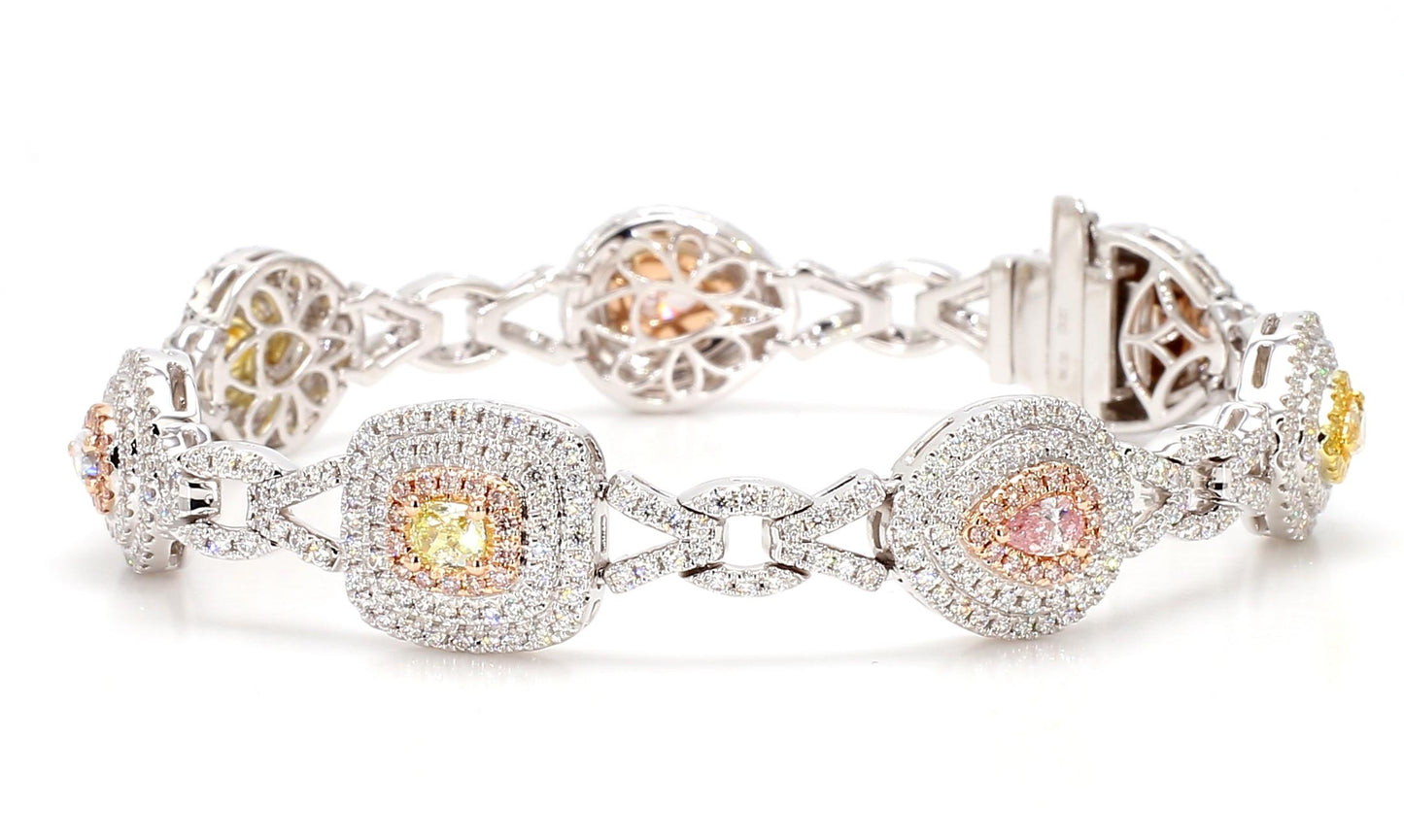 GIA Certified Natural Fancy Blue Diamond 4.30 Carat TW Gold Tennis Bracelet