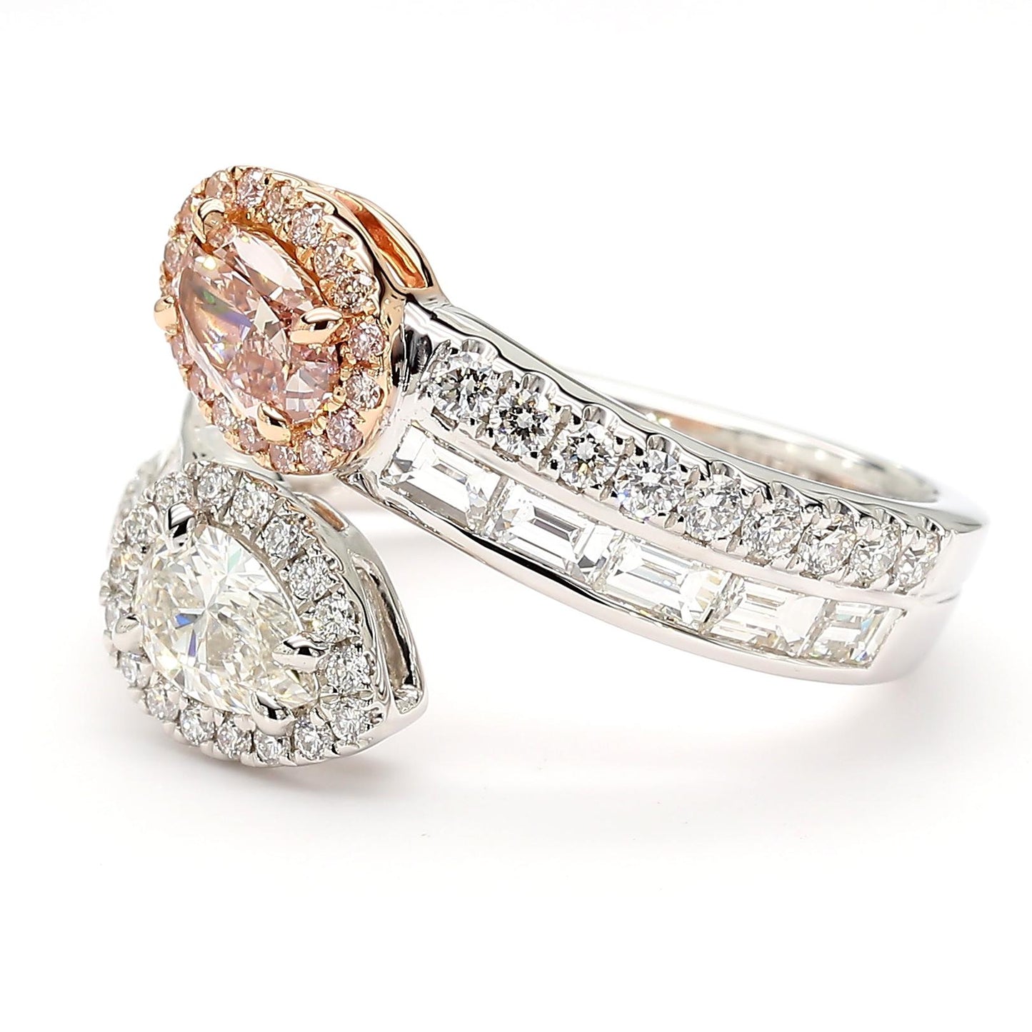 GIA Certified Fancy Orangy Pink Oval Diamond 2.32 Carat TW Gold Cocktail Ring