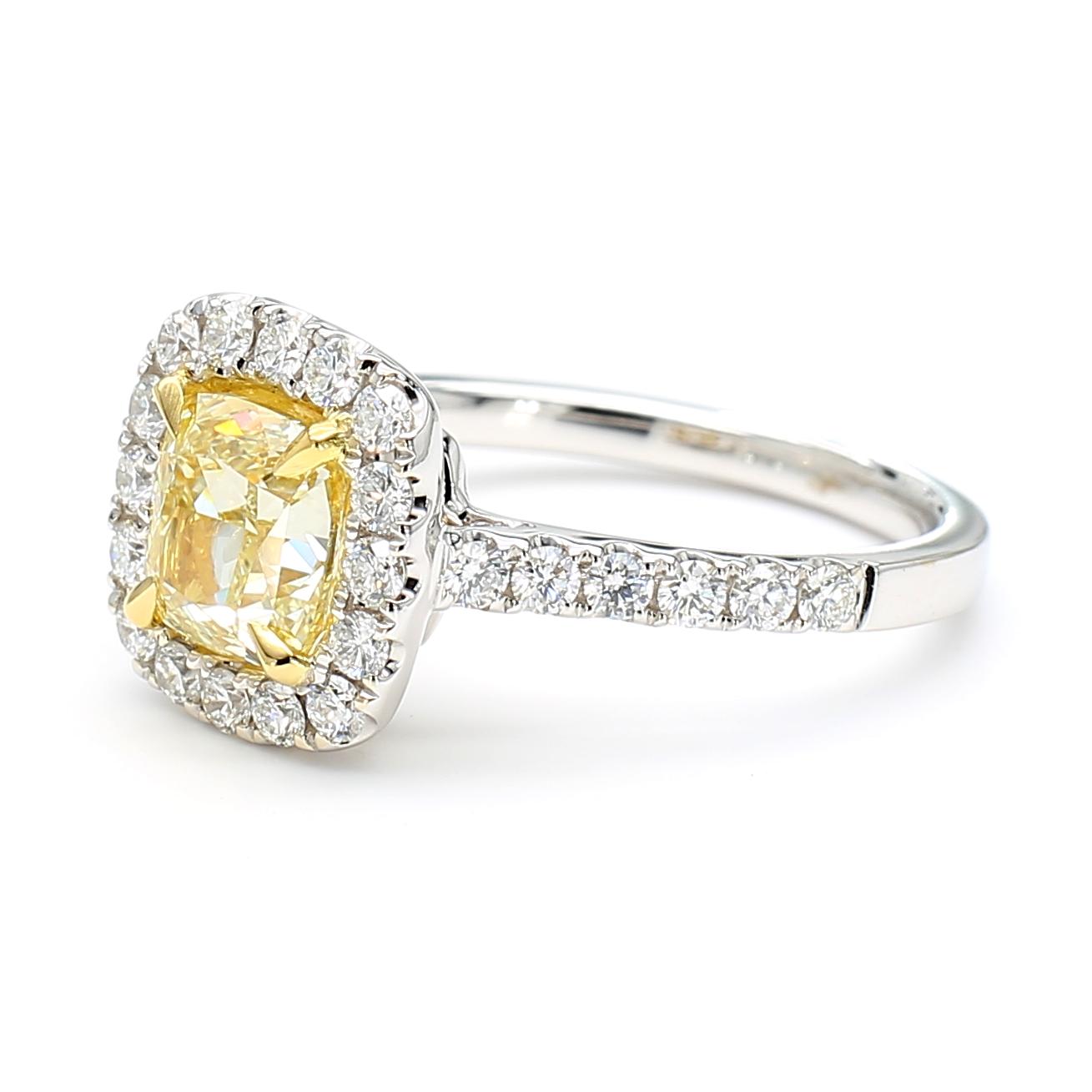 GIA Certified Natural Yellow Cushion Diamond 2.16 Carat TW Gold Cocktail Ring
