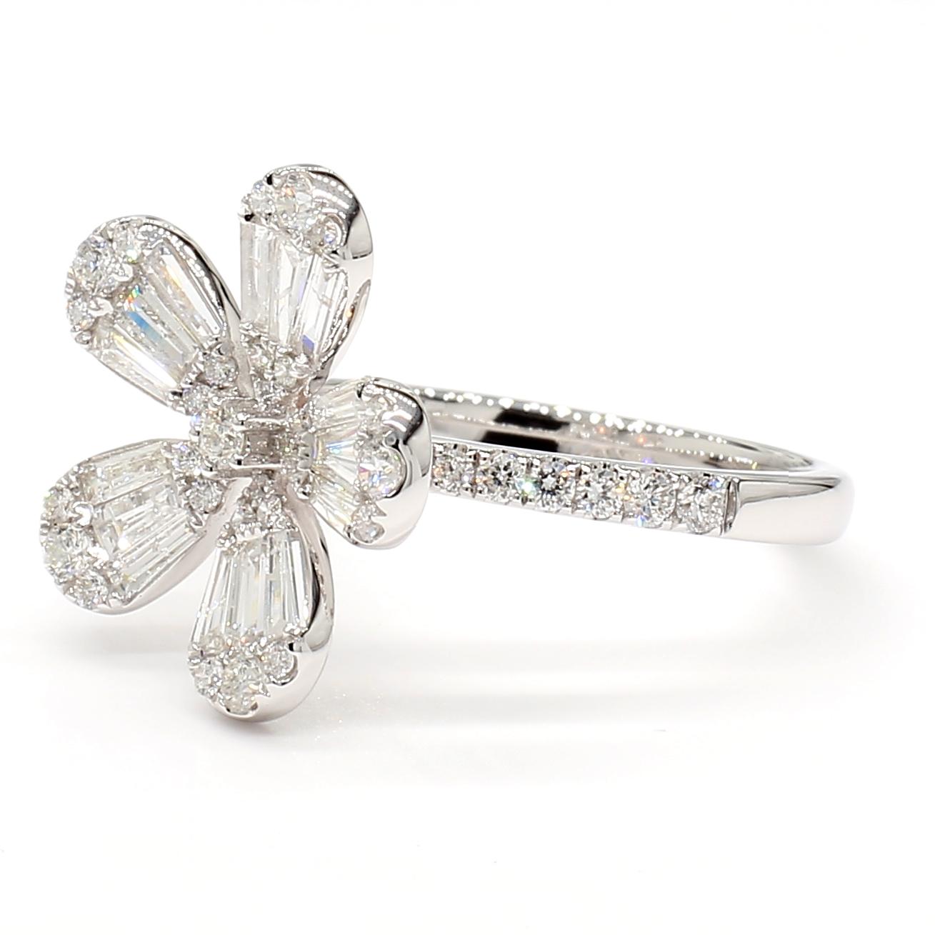Natural White Trapezoid Diamond 1.00 Carat TW White Gold Cocktail Ring