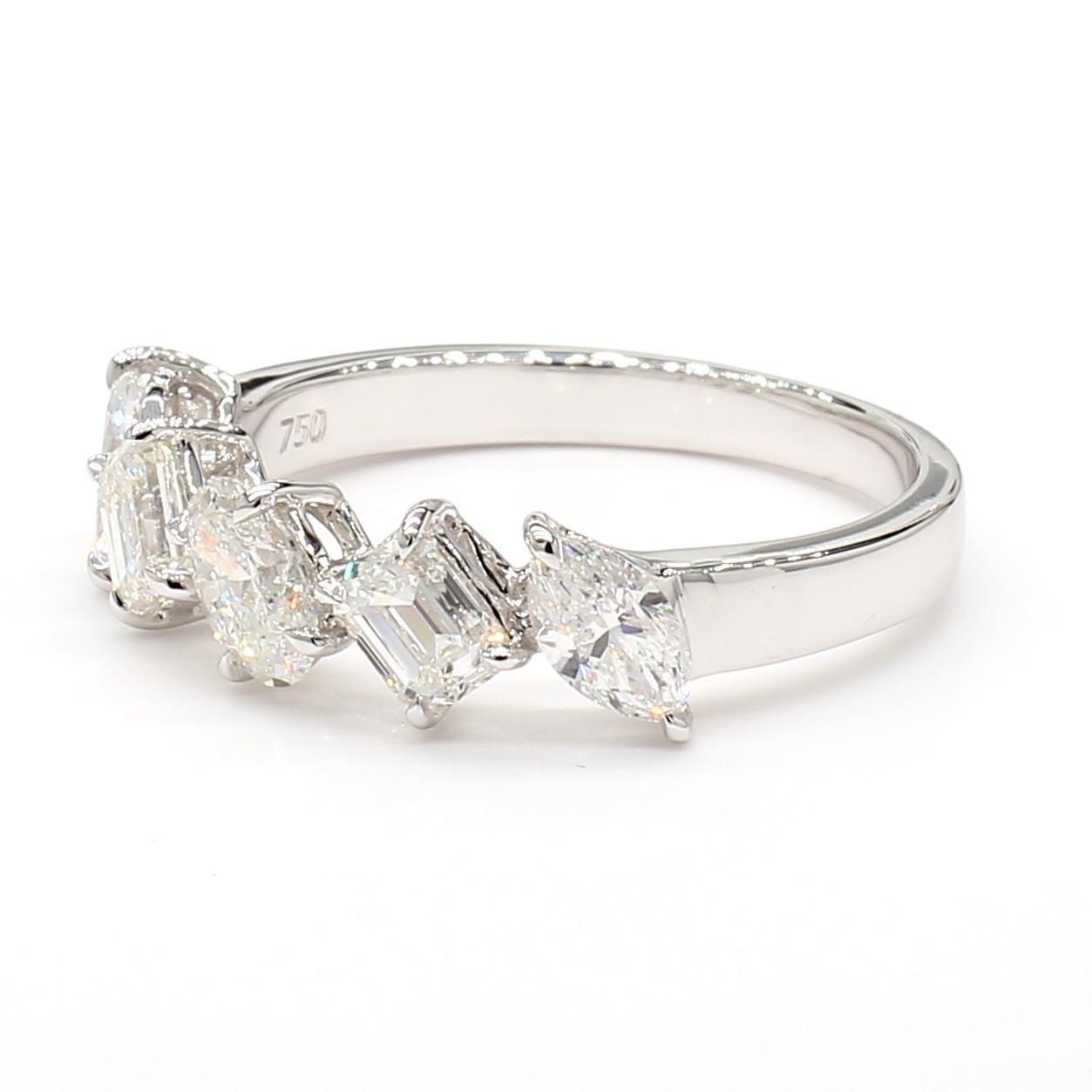 Natural White Emerald Diamond 1.38 Carat TW White Gold Cocktail Ring