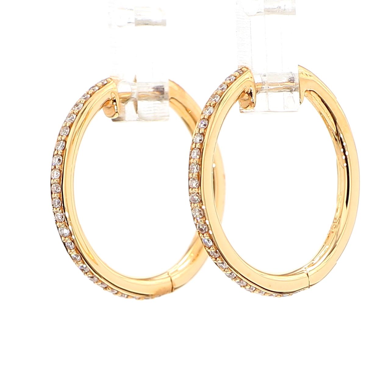 Natural White Round Diamond 0.23 Carat TW Rose Gold Hoop Earrings