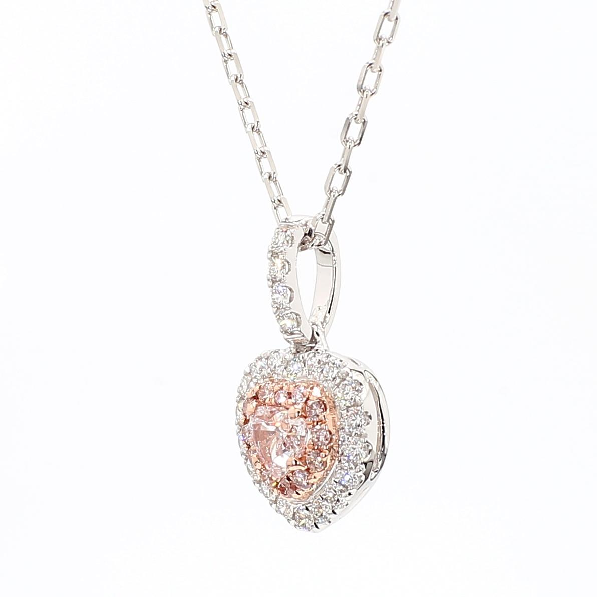 GIA Certified Natural Pink Heart Diamond 0.52 Carat TW Gold Drop Pendant
