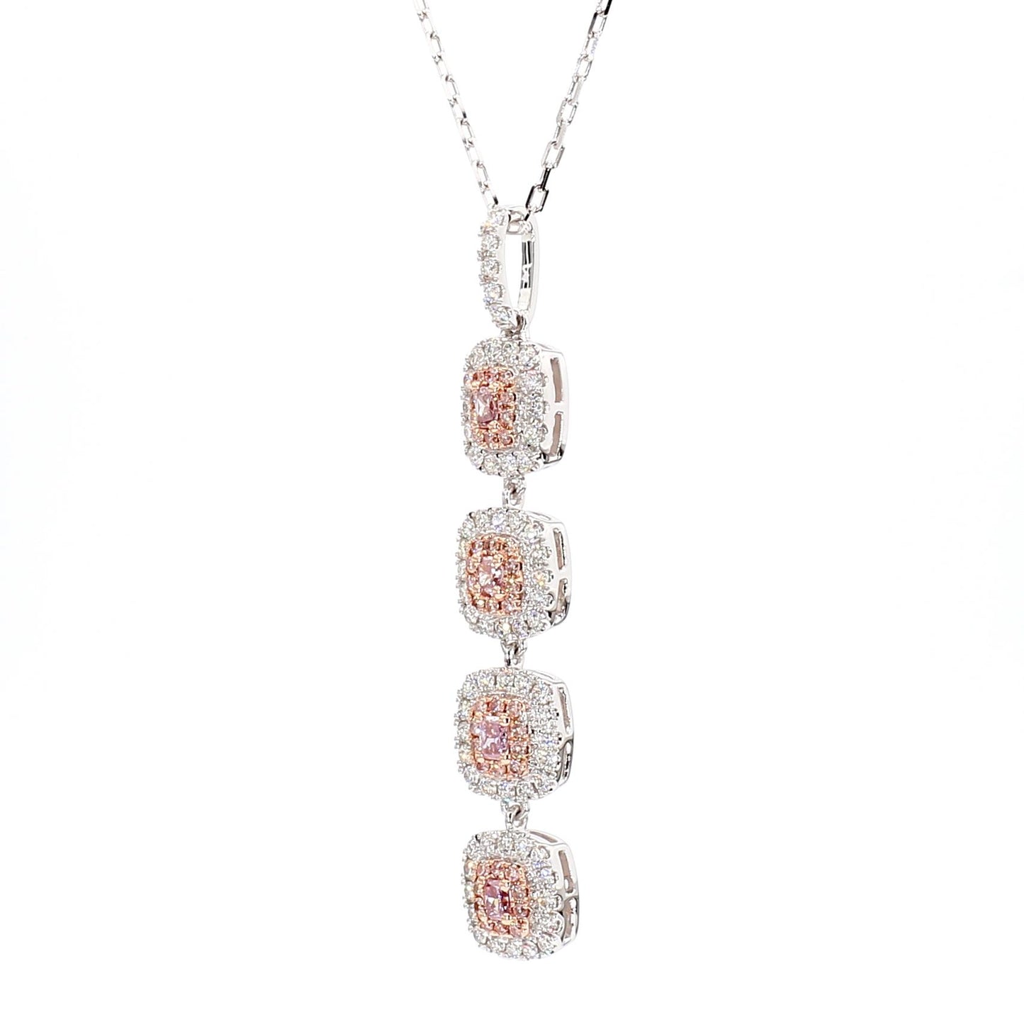 IGI Certified Fancy Pink Radiant Diamond 0.96 Carat TW Gold Drop Pendant