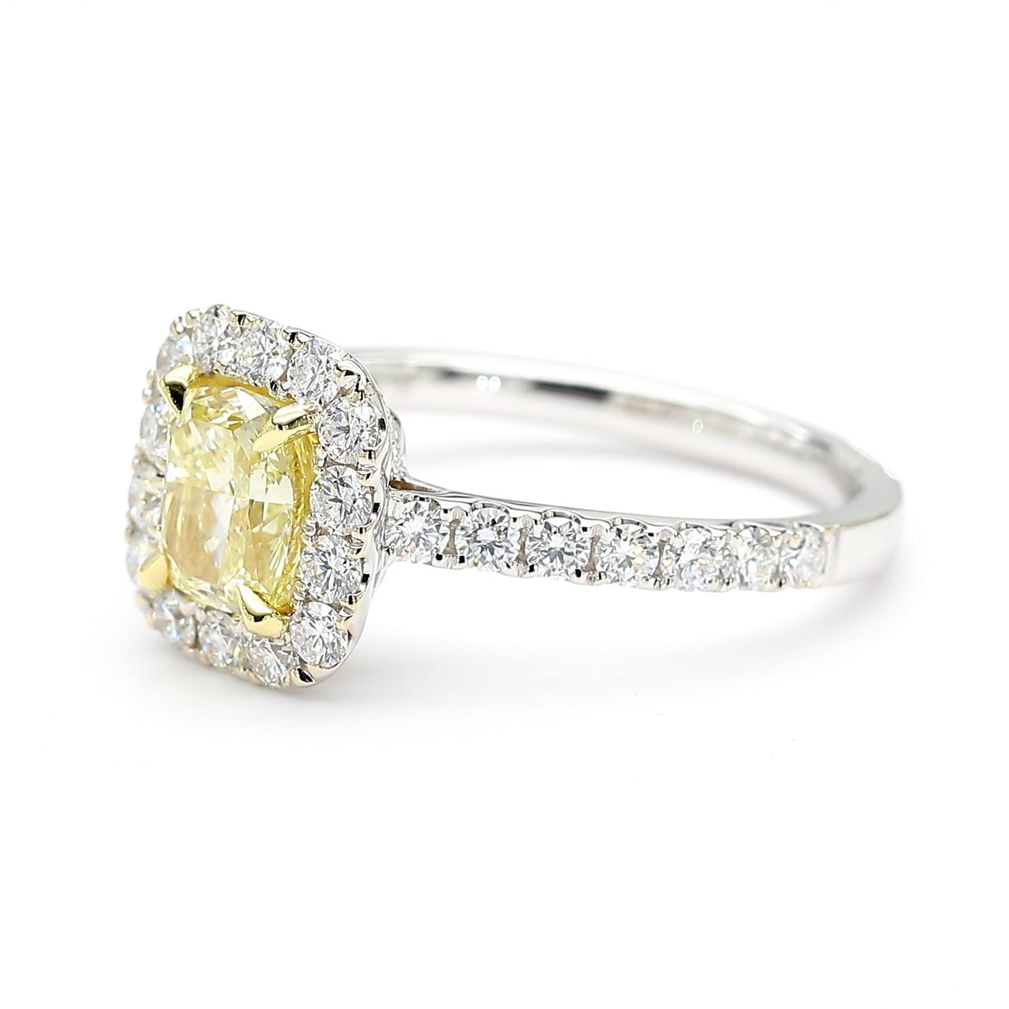 GIA Certified Natural Yellow Cushion Diamond 1.67 Carat TW Gold Cocktail Ring