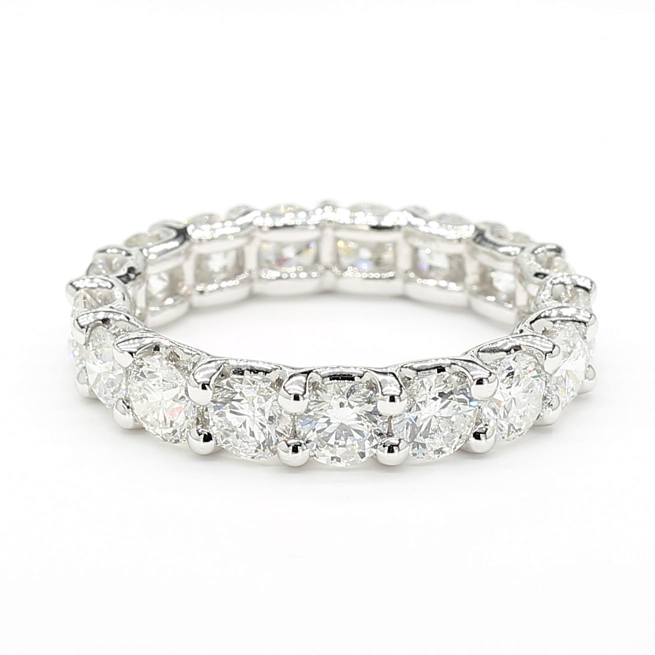 Natural White Round Diamond 3.60 Carat TW White Gold Eternity Band