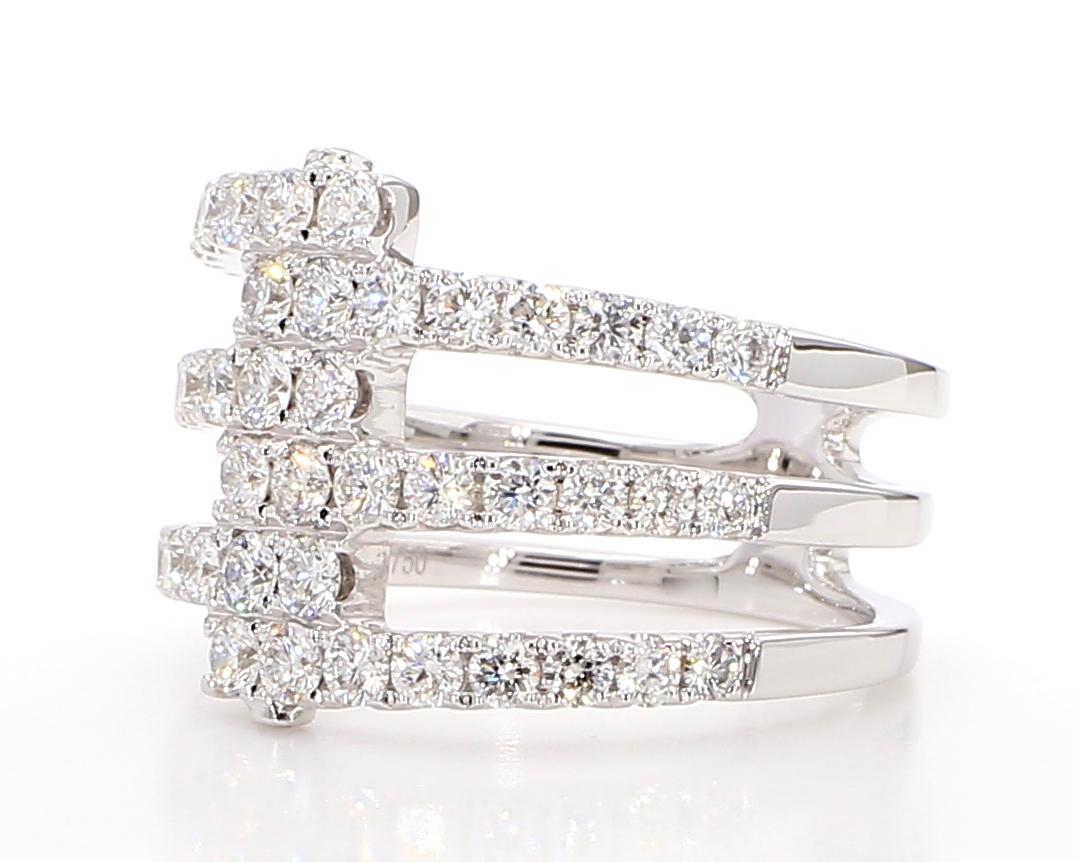 Natural White Round Diamond 1.35 Carat TW White Gold Cocktail Band