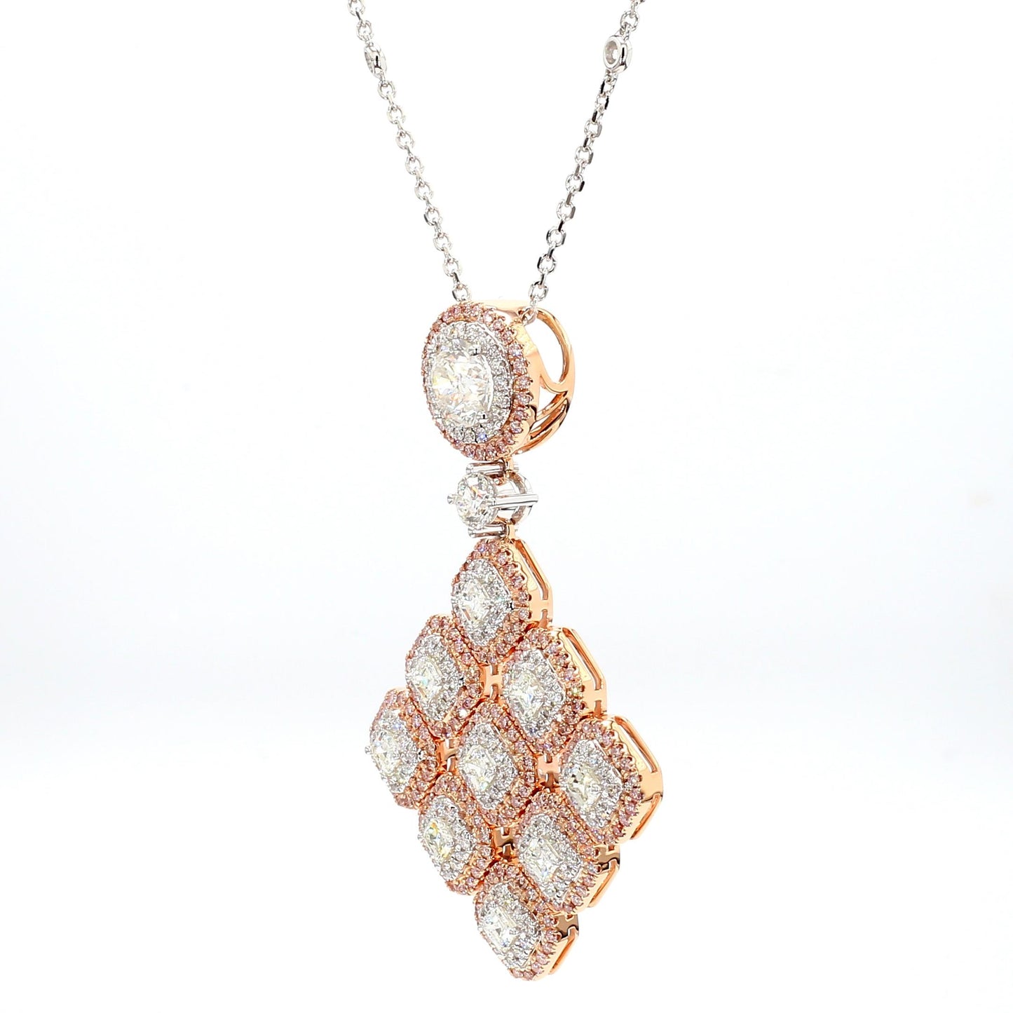 GIA Certified Natural White Round Diamond 4.11 Carat TW Gold Drop Pendant