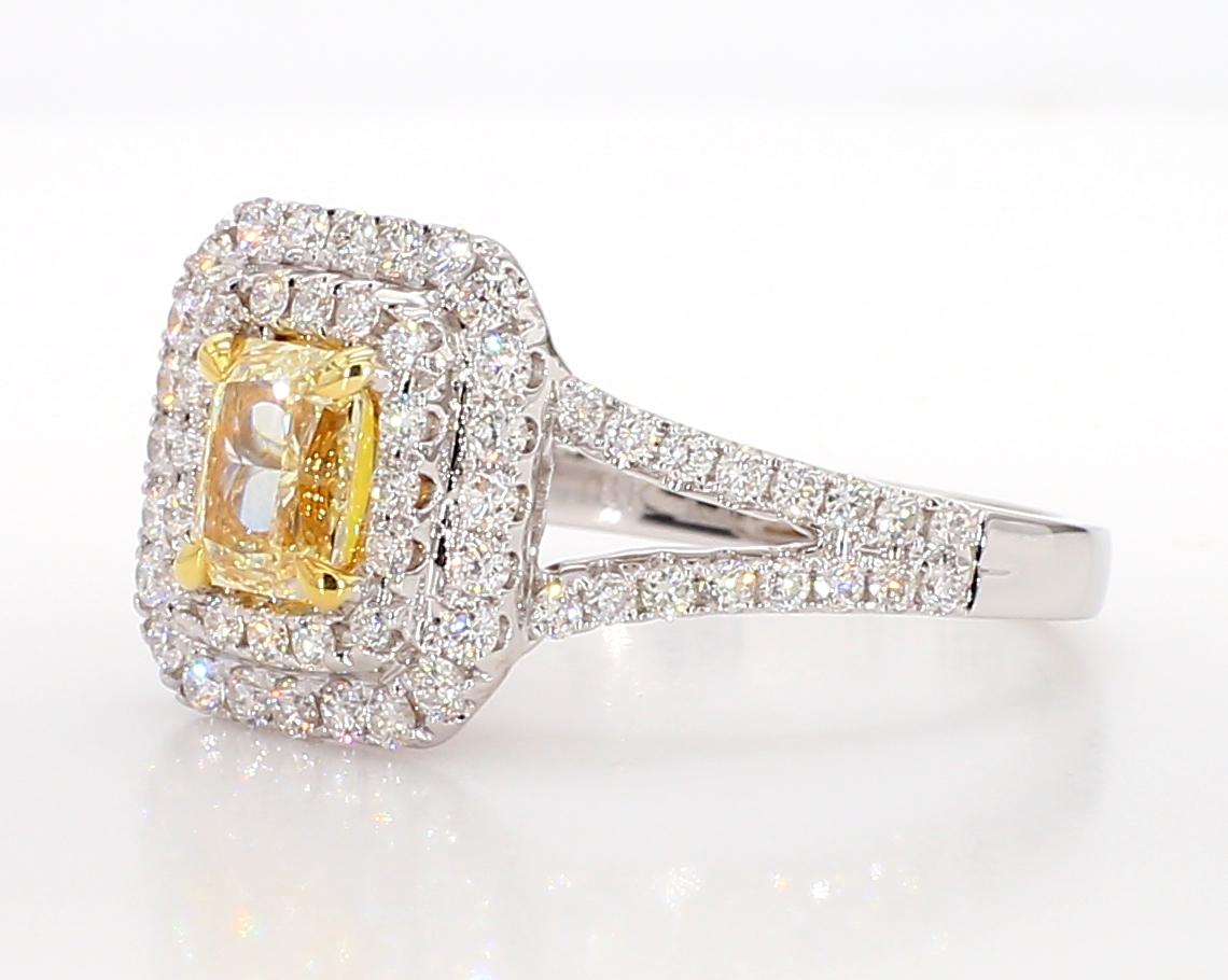 Natural Yellow Radiant Diamond 1.50 Carat TW Gold Cocktail Ring