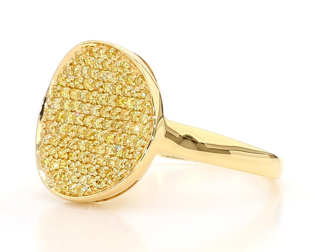 Natural Yellow Round Diamond .67 Carat TW Yellow Gold Cocktail Ring