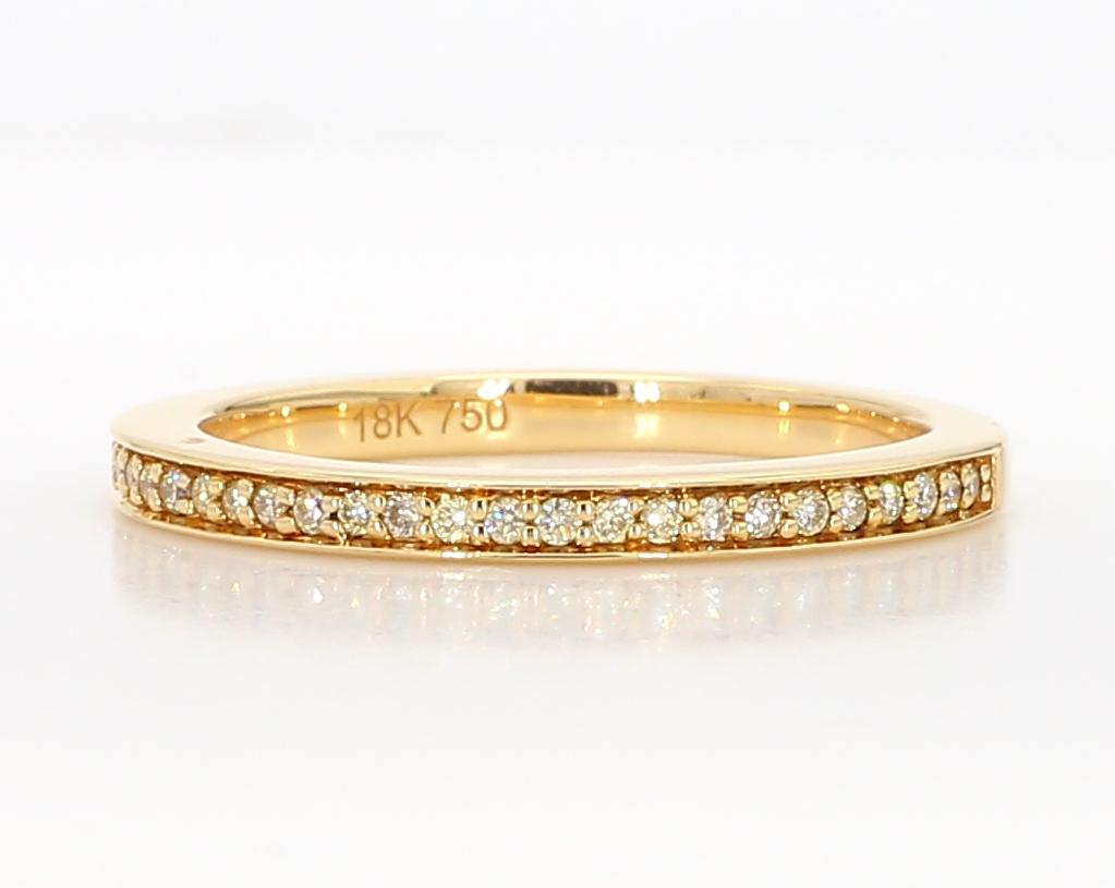 Natural Yellow Round Diamond .16 Carat TW Yellow Gold Eternity Band