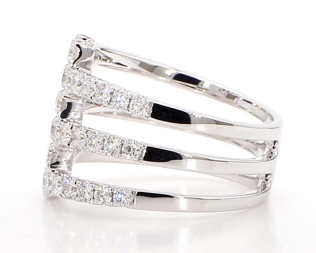 Natural White Round Diamond 1.35 Carat TW White Gold Cocktail Band
