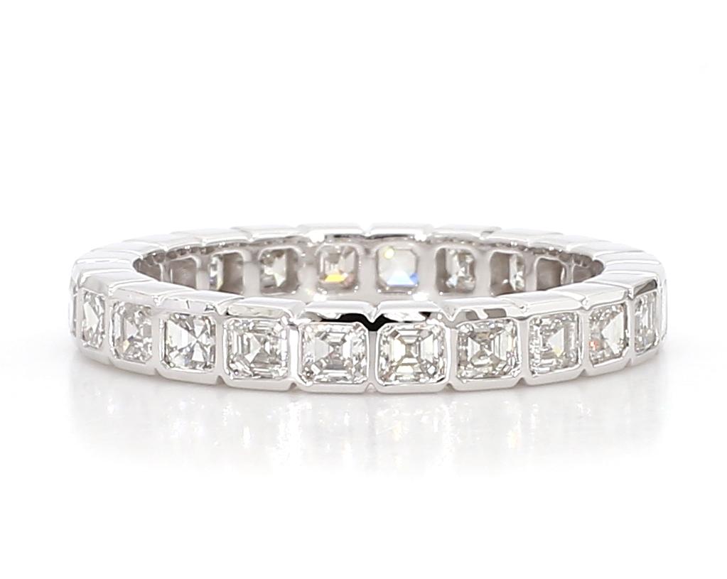 Natural White Asscher Diamond 2.14 Carat TW White Gold Wedding Band