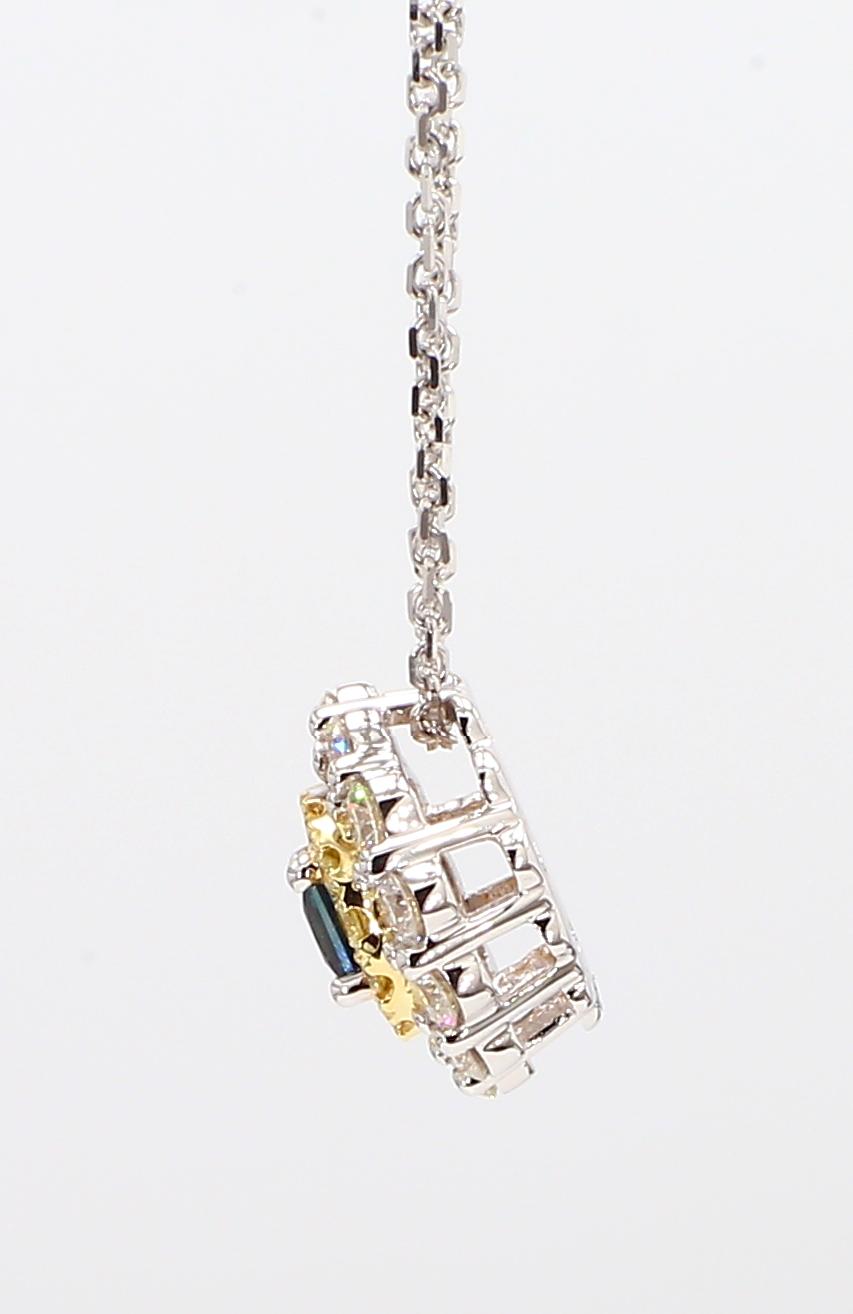 Natural Blue Princess Cut Sapphire and Diamond 0.68 Carat TW Drop Pendant