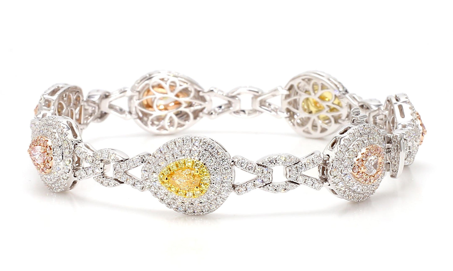 GIA Certified Natural Fancy Blue Diamond 4.30 Carat TW Gold Tennis Bracelet