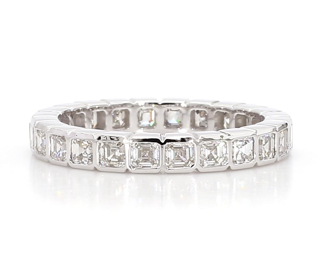Natural White Asscher Diamond 2.14 Carat TW White Gold Wedding Band