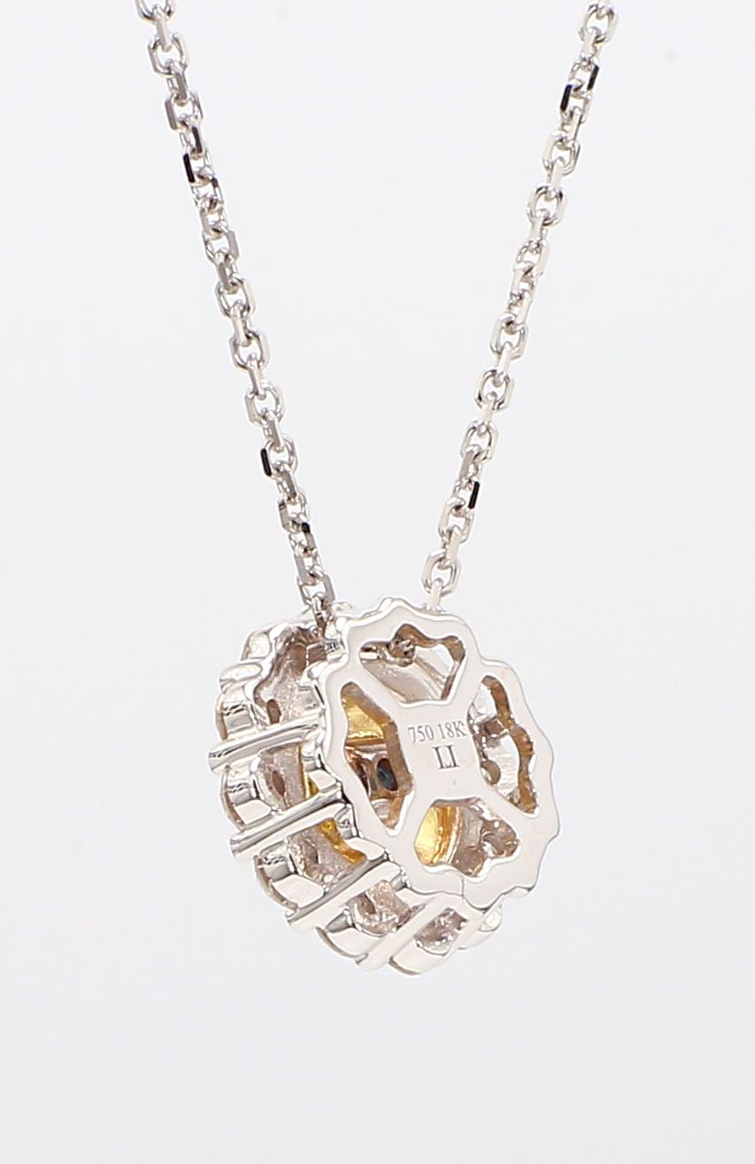 Natural Blue Princess Cut Sapphire and Diamond 0.68 Carat TW Drop Pendant