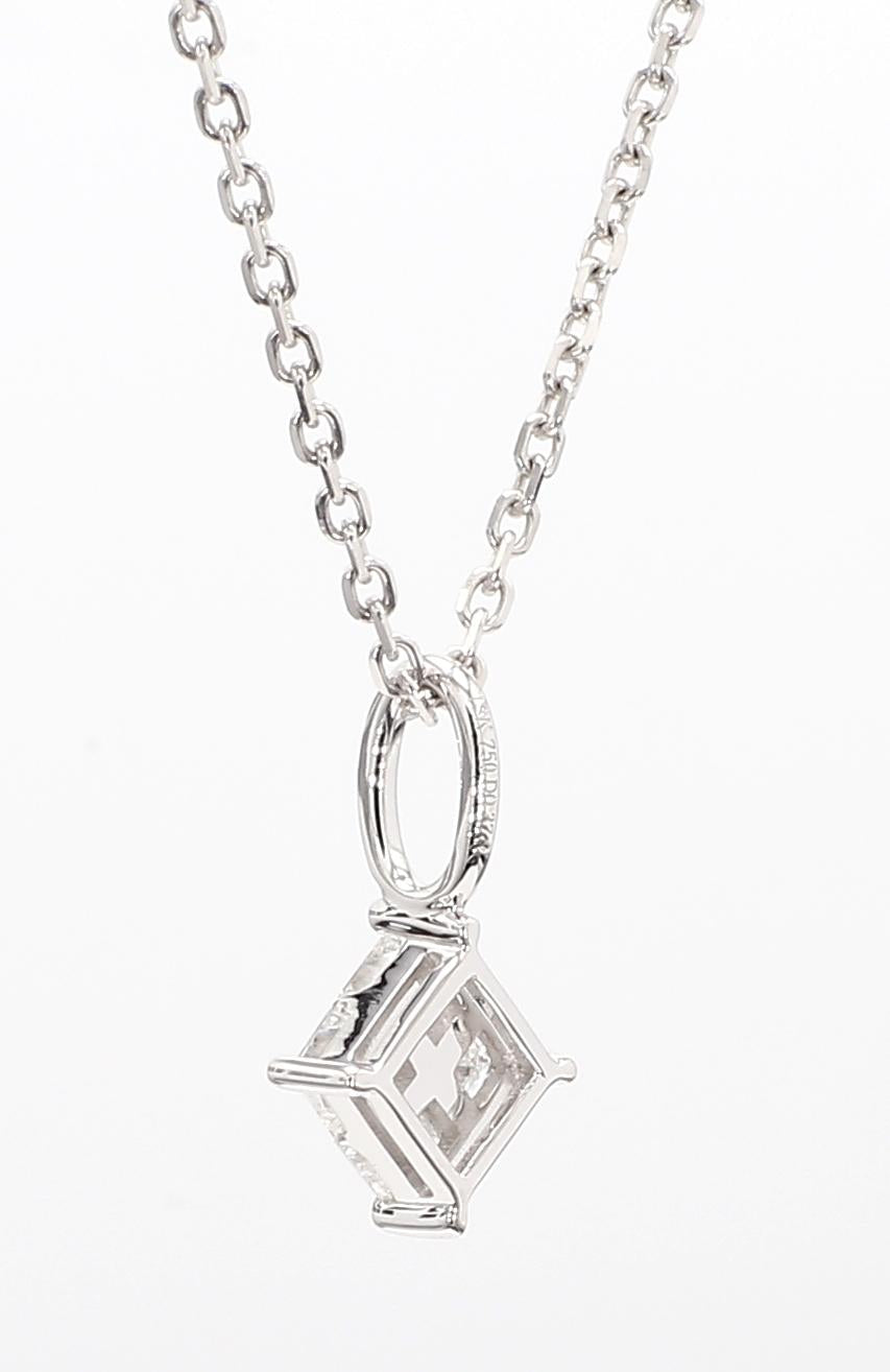 Natural White Round Diamond .37 Carat TW White Gold Drop Pendant