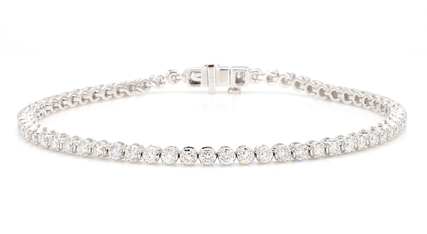 Natural White Round Diamond 2.02 Carat TW White Gold Tennis Bracelet