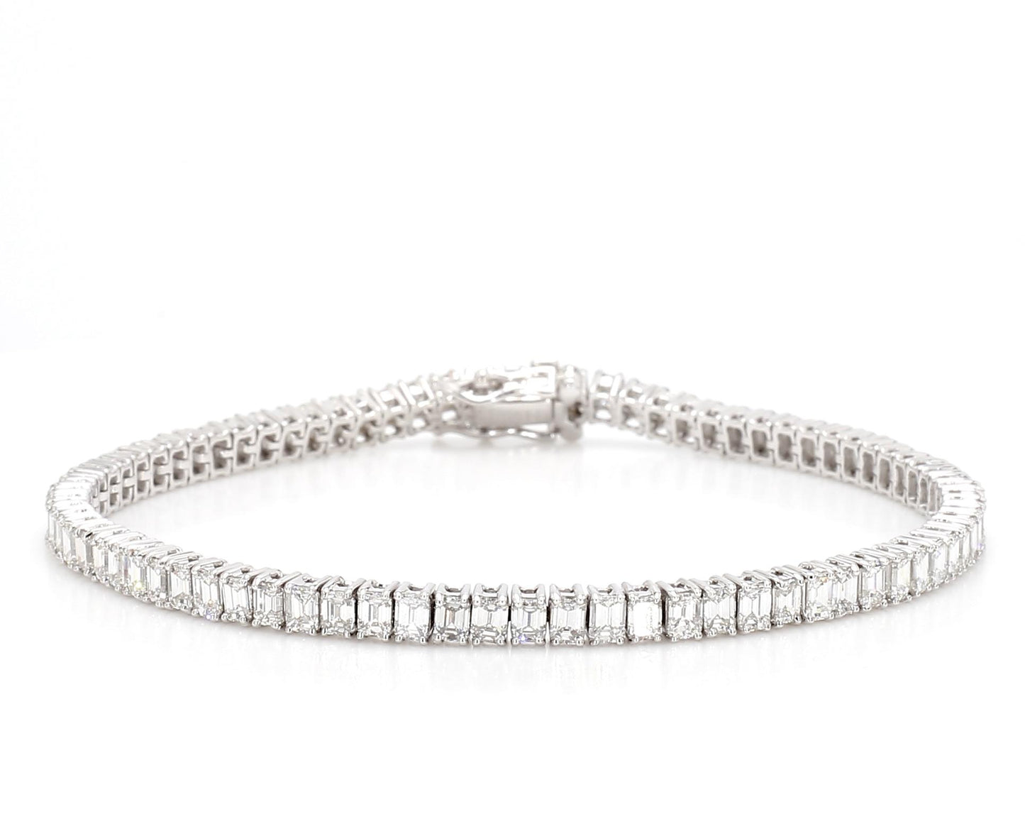 Natural White Emerald Diamond 6.59 Carat TW White Gold Tennis Bracelet