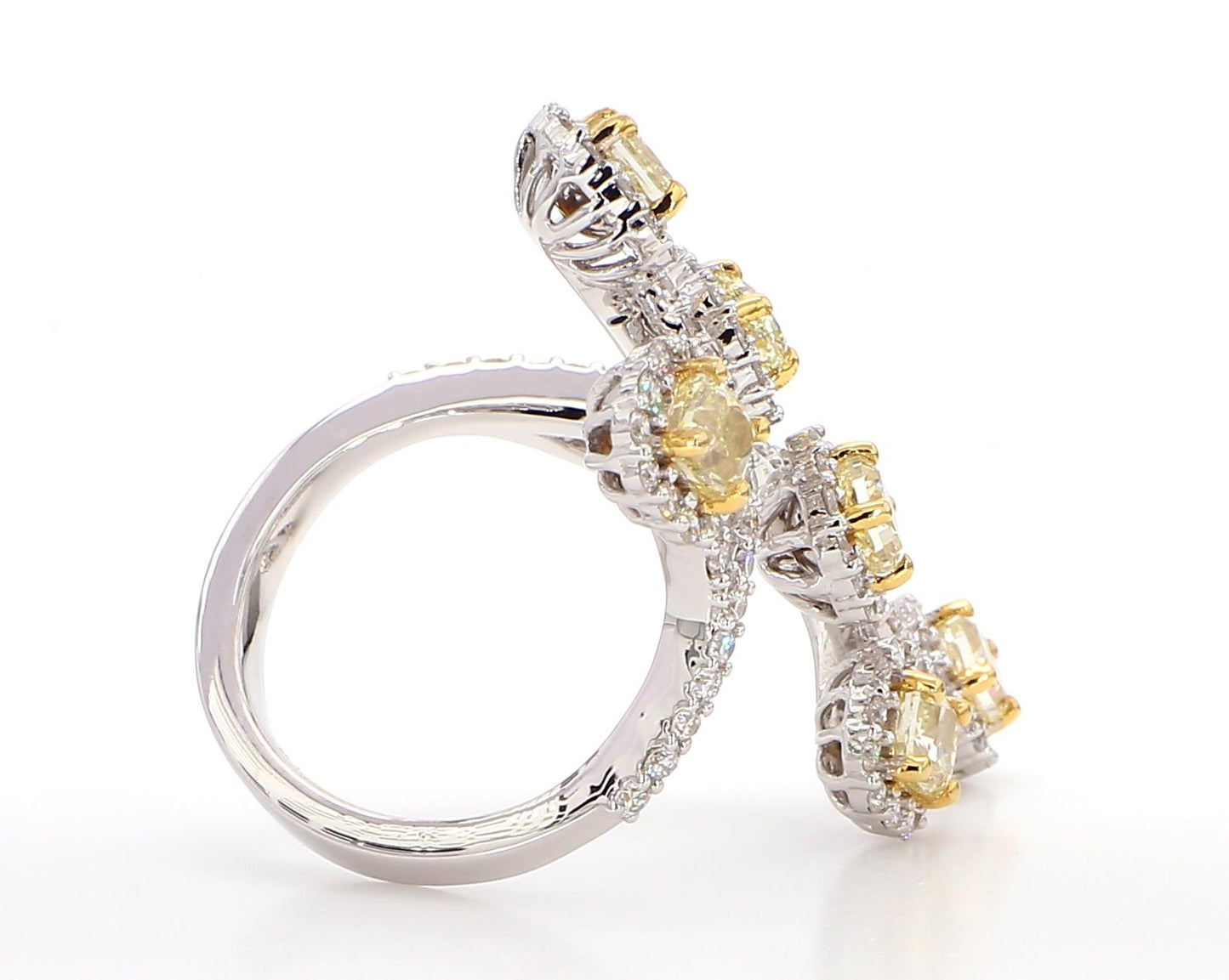 Natural Yellow Cushion Diamond 3.20 Carat TW Gold Cocktail Band