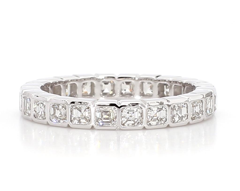 Natural White Asscher Diamond 2.14 Carat TW White Gold Wedding Band