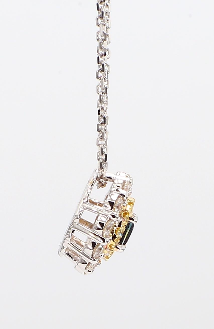 Natural Blue Princess Cut Sapphire and Diamond 0.68 Carat TW Drop Pendant