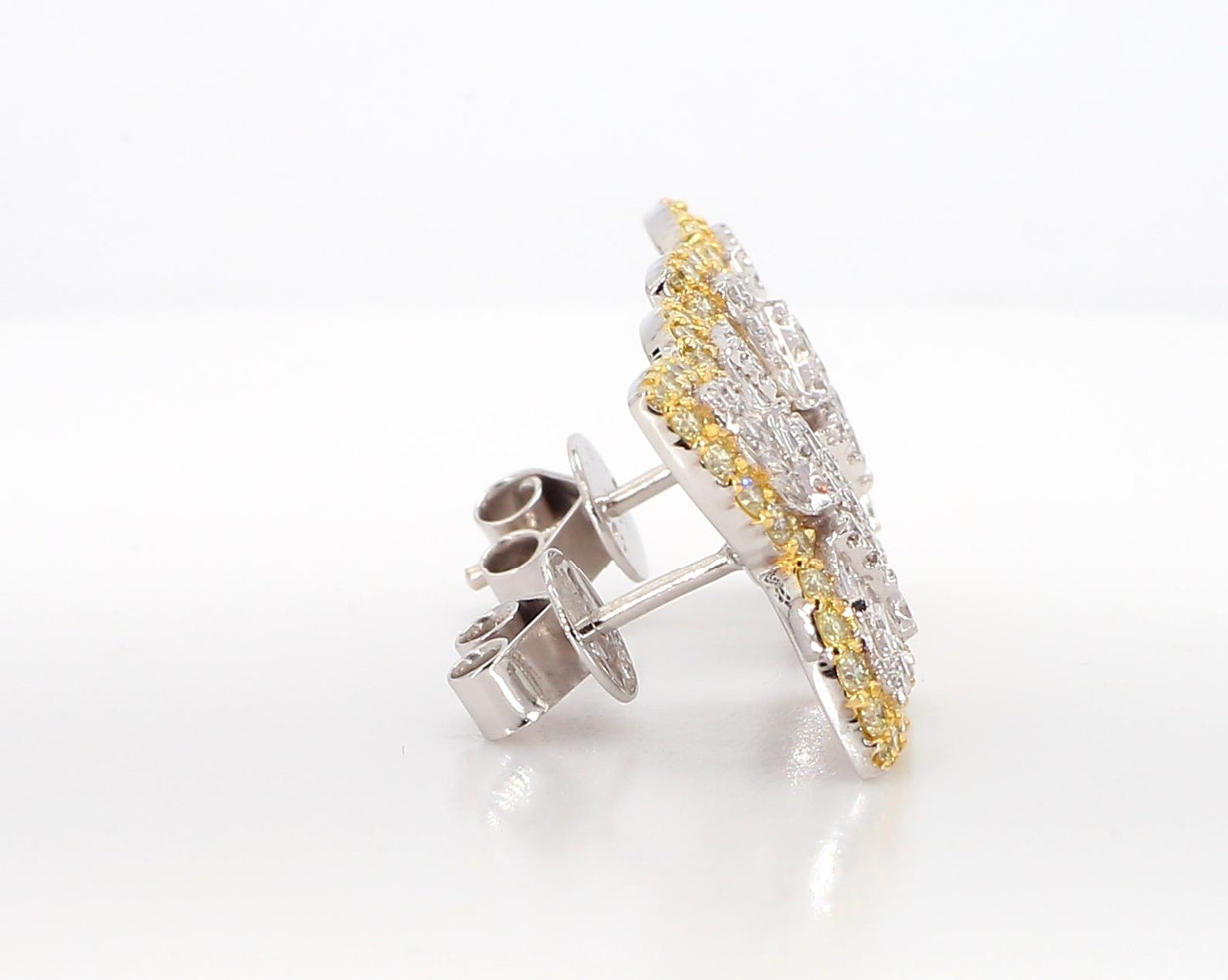 Natural White Baguette Diamond 2.03 Carat TW Gold Stud Earrings