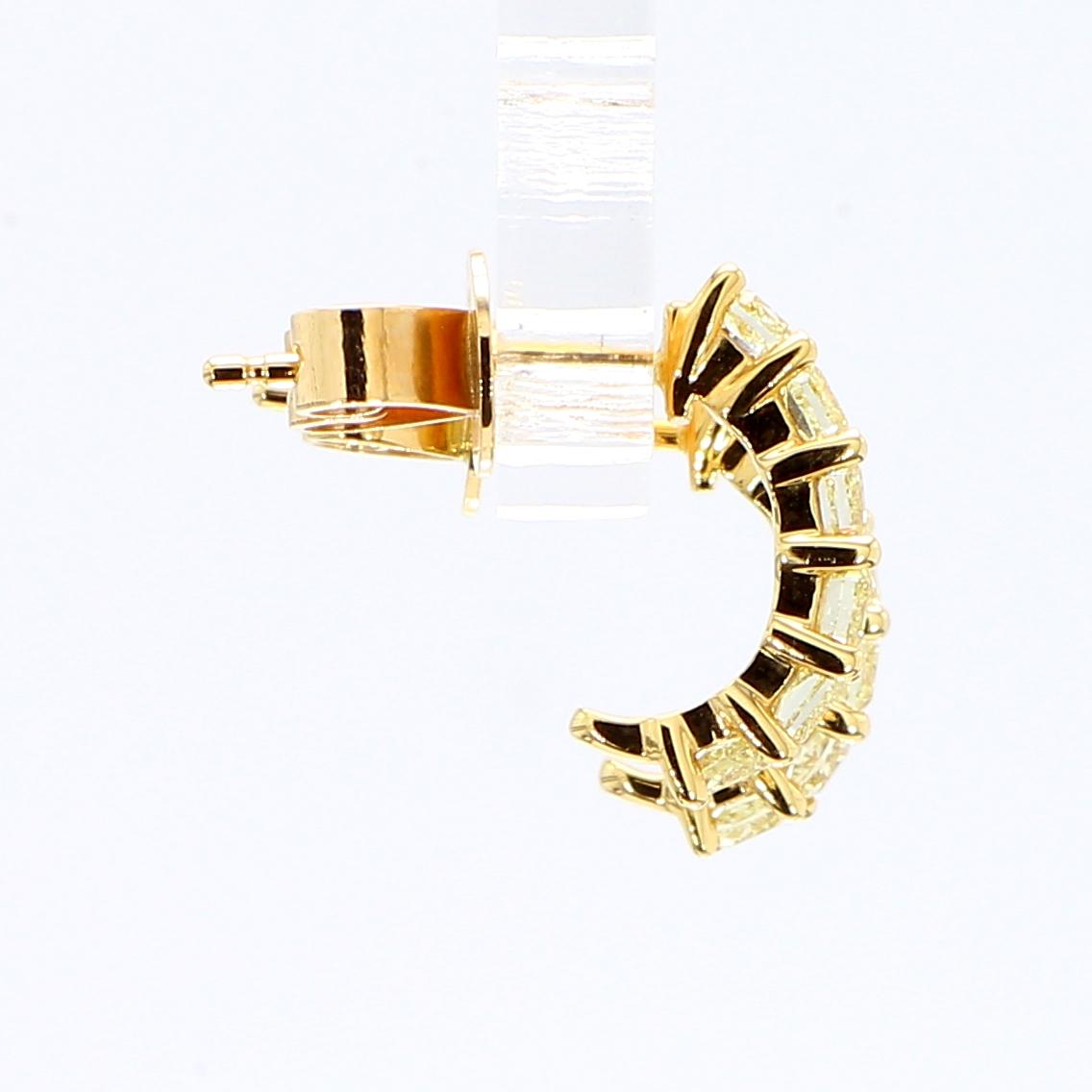 Natural Yellow Cushion Diamond .82 Carat TW Yellow Gold Drop Earrings