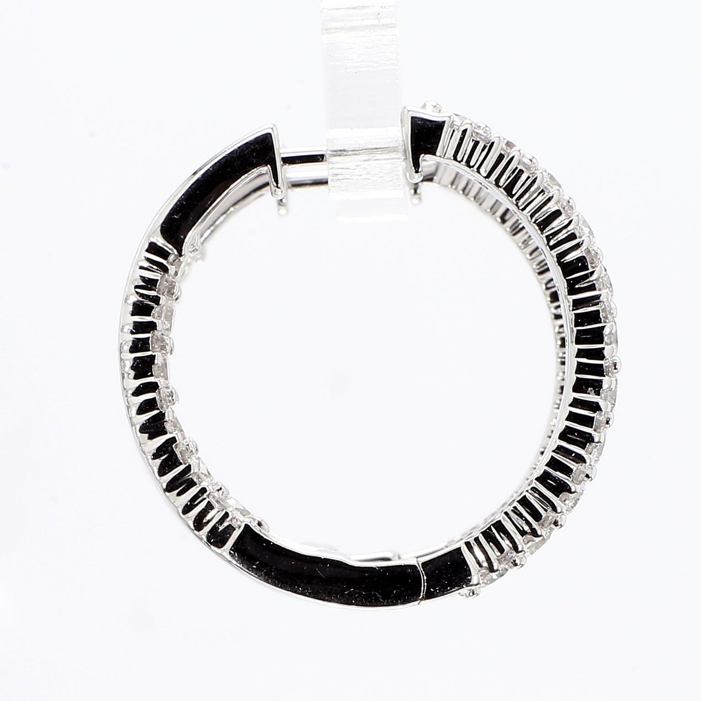 Natural White Round Diamond 2.65 Carat TW White Gold Hoop Earrings