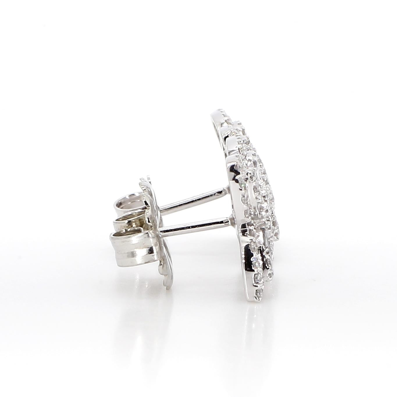Natural White Baguette Diamond 1.00 Carat TW Gold Stud Earrings