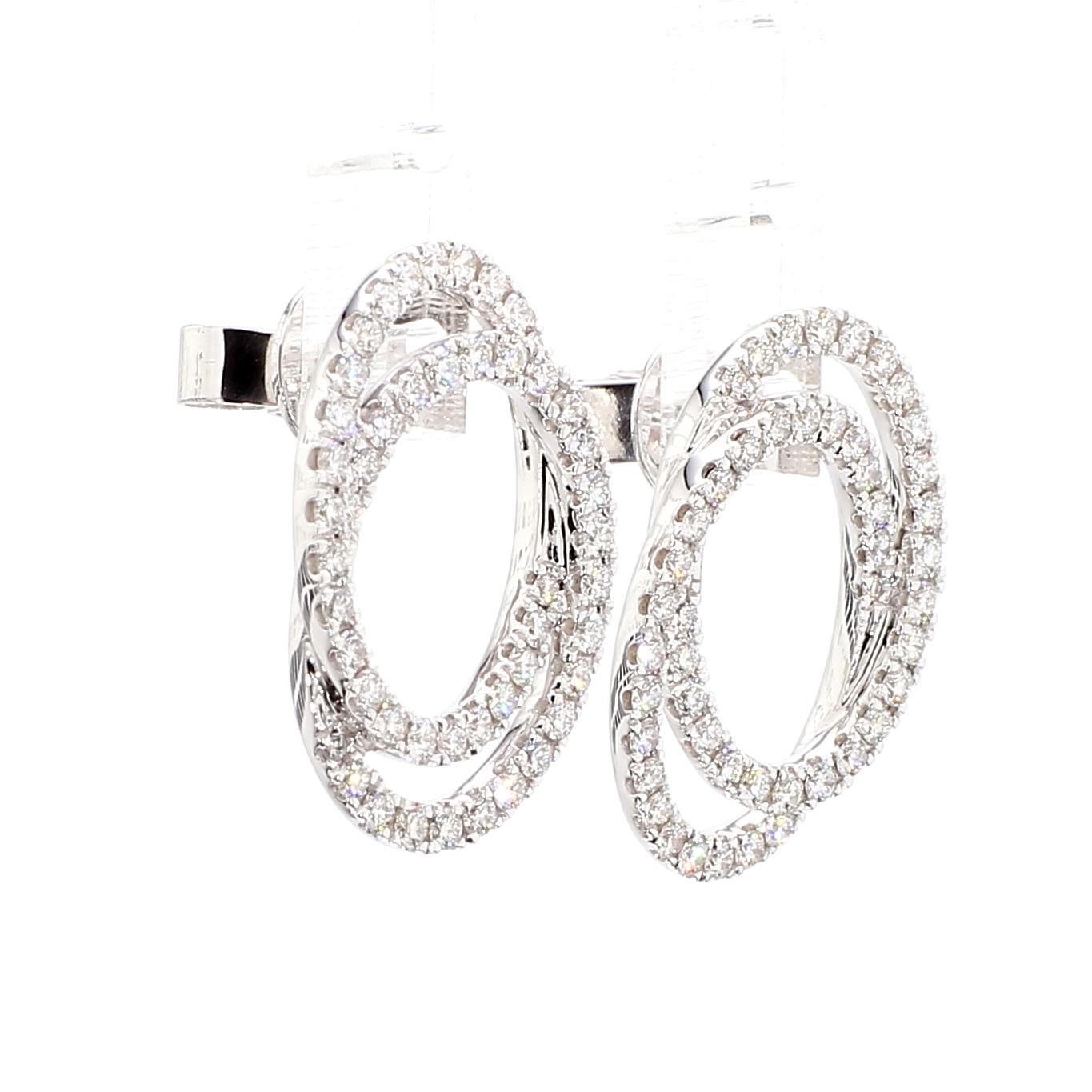 Natural White Round Diamond 0.85 Carat TW White Gold Stud Earrings