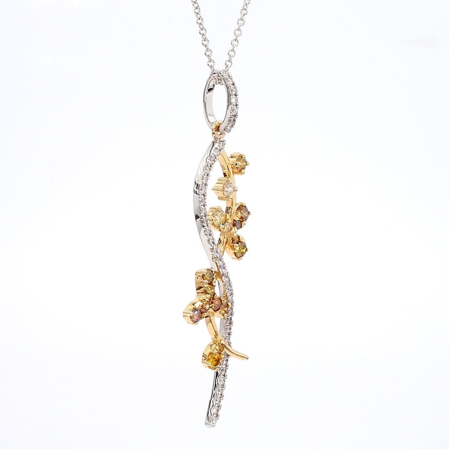 Natural Fancy Color Mix Diamond .96 Carat TW Gold Drop Pendant