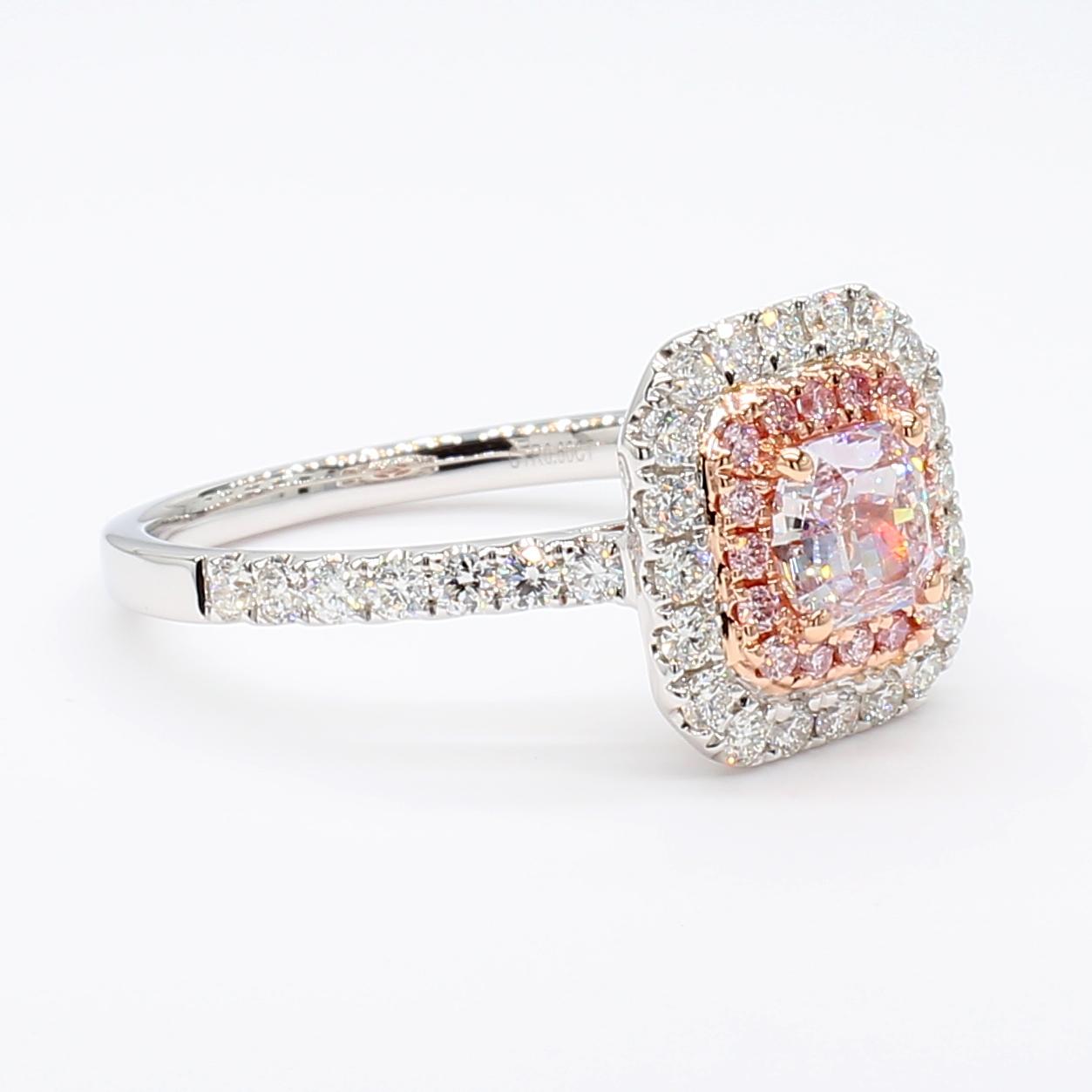 GIA Certified Natural Pink Radiant Diamond 1.20 Carat TW Gold Cocktail Ring