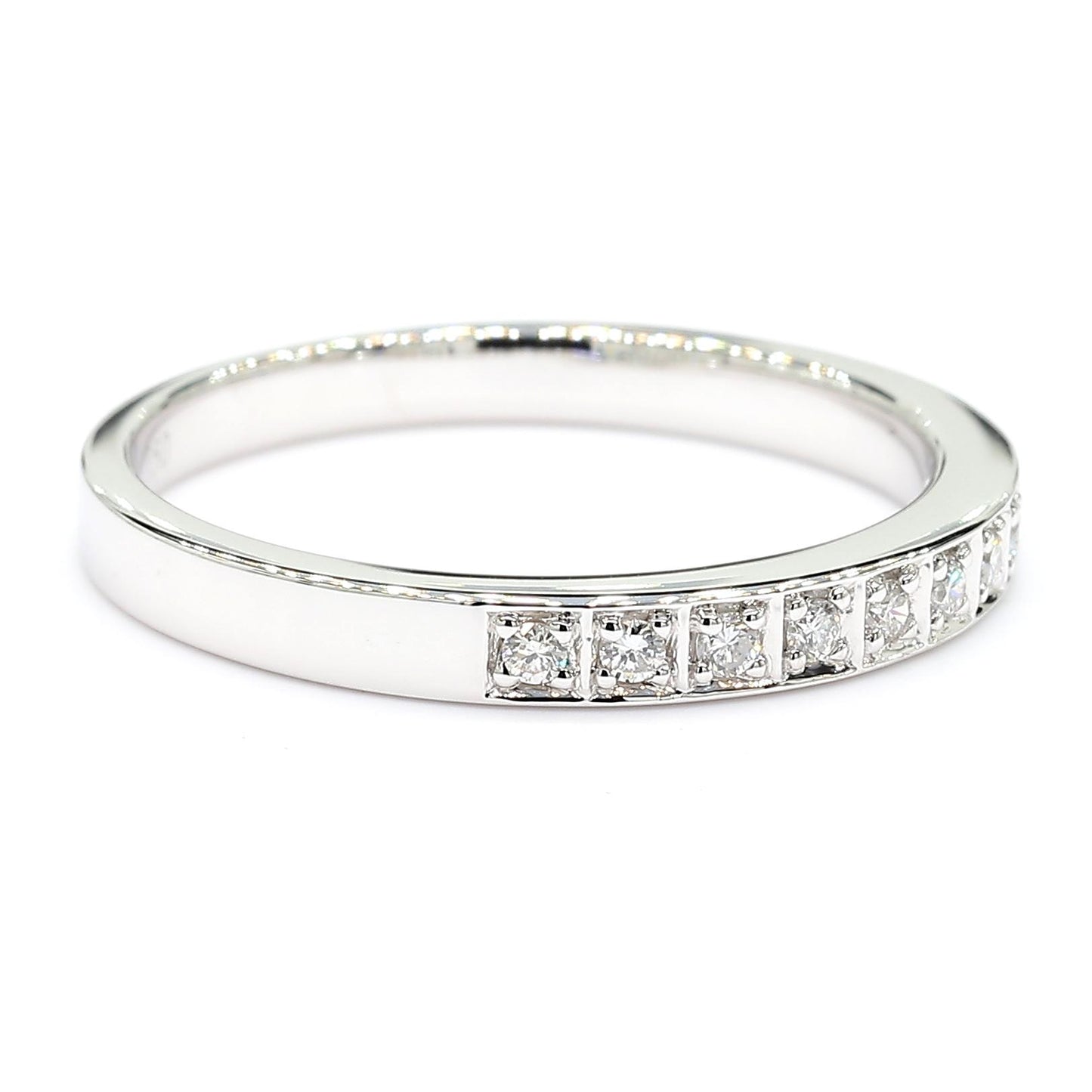 Natural White Round Diamond 0.10 Carat TW White Gold Wedding Band