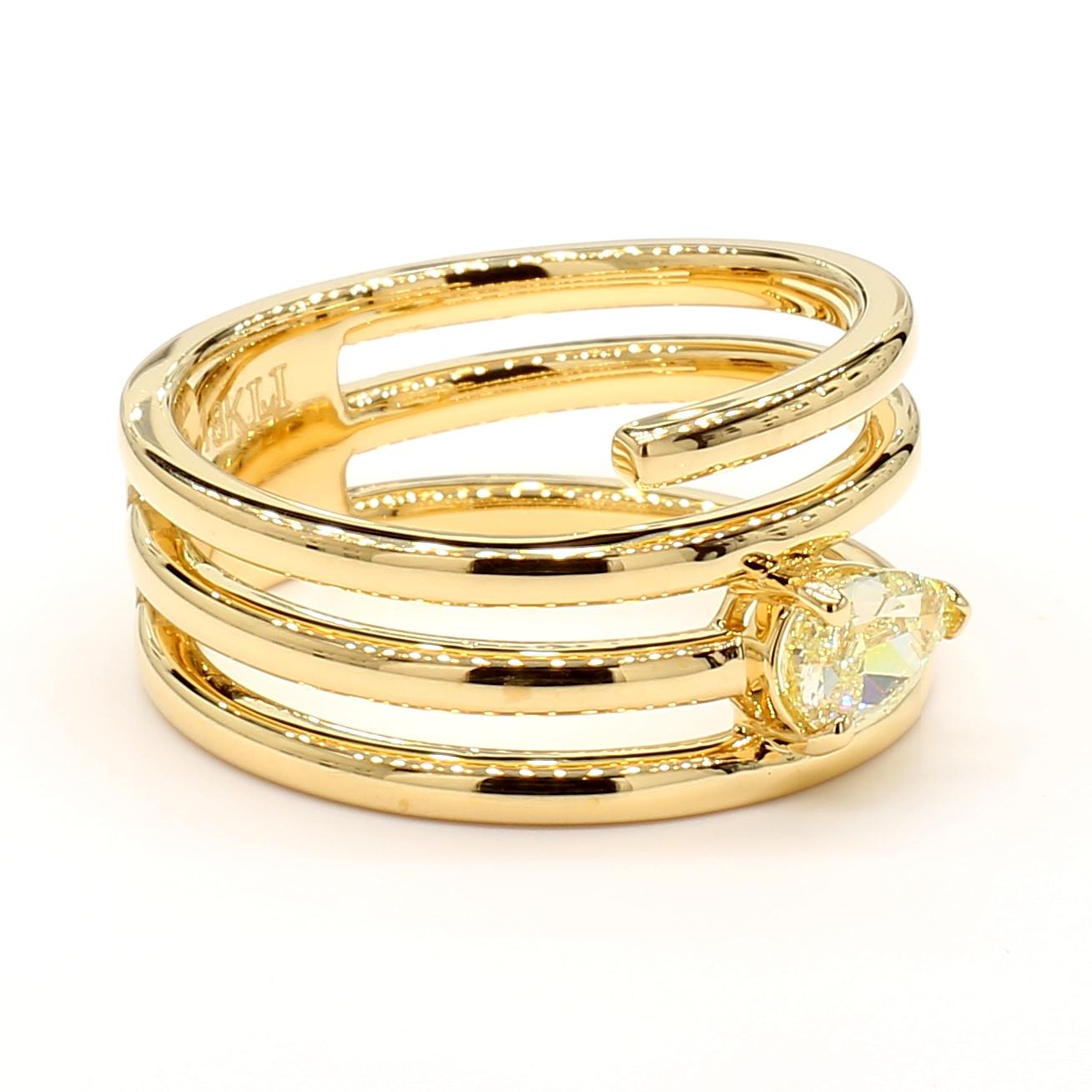 Natural Yellow Pear Diamond .50 Carat TW Yellow Gold Cocktail Ring