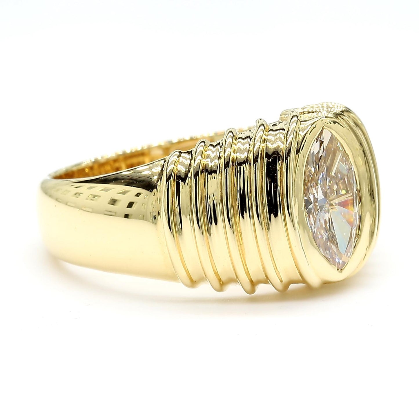 Natural White Marquise Diamond 0.73 Carat TW Yellow Gold Cocktail Band