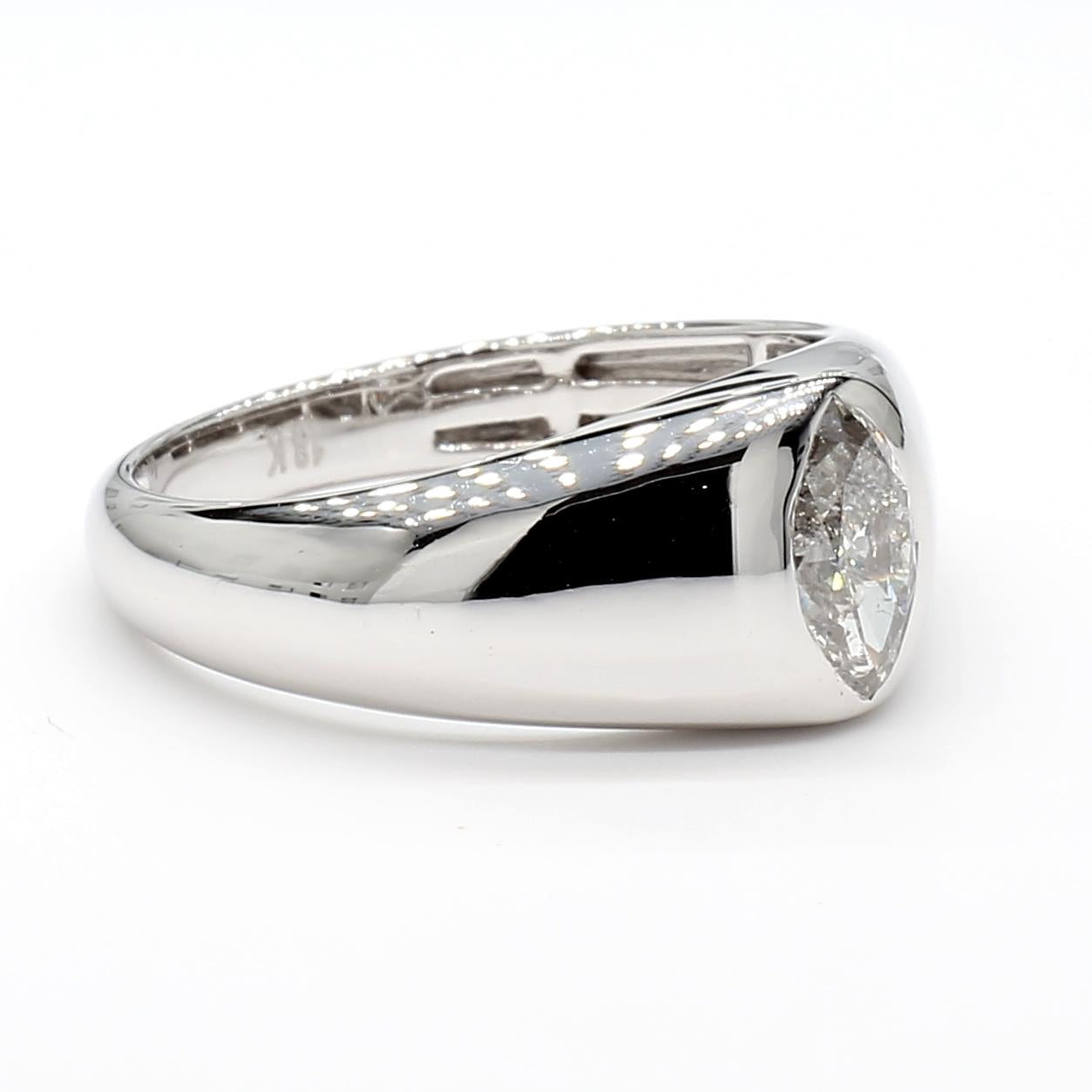 Natural White Marquise Diamond 0.62 Carat TW White Gold Cocktail Band