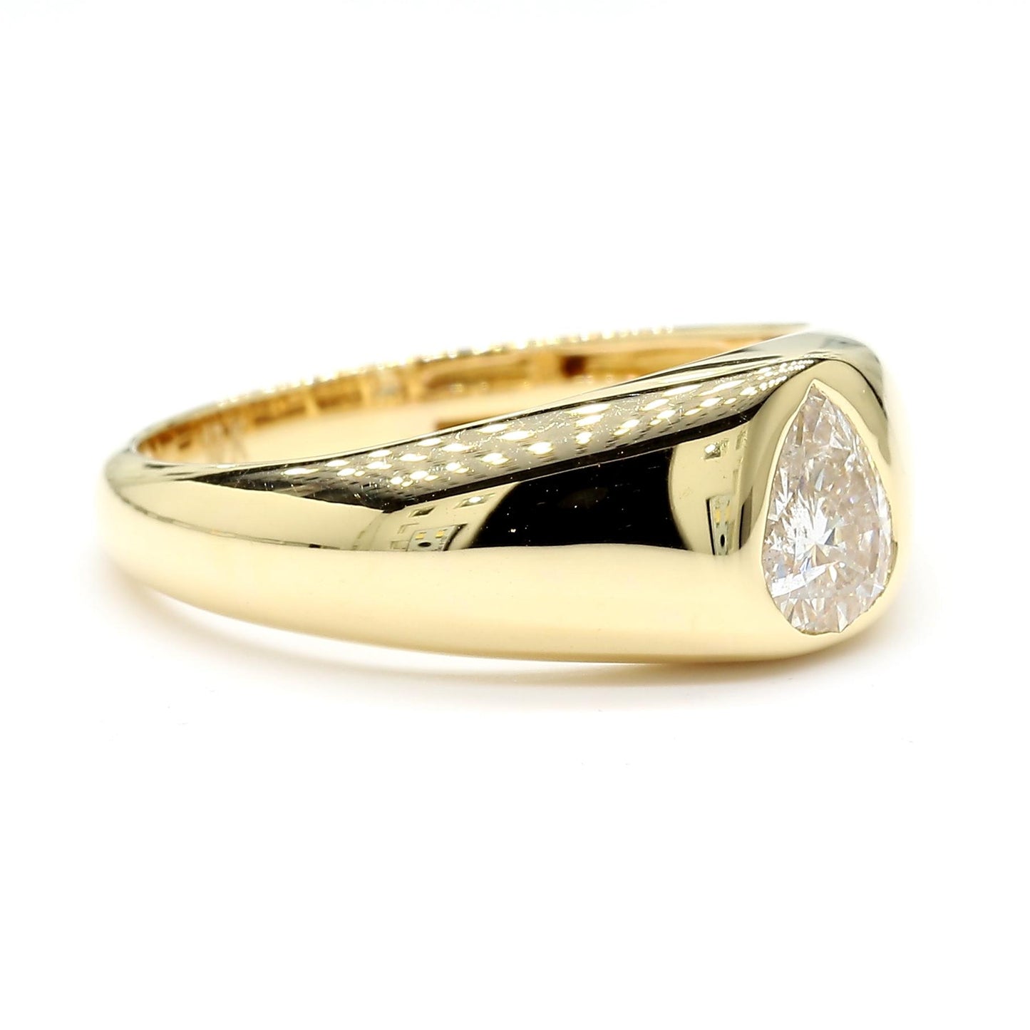 Natural White Pear Diamond 0.52 Carat TW Yellow Gold Cocktail Band