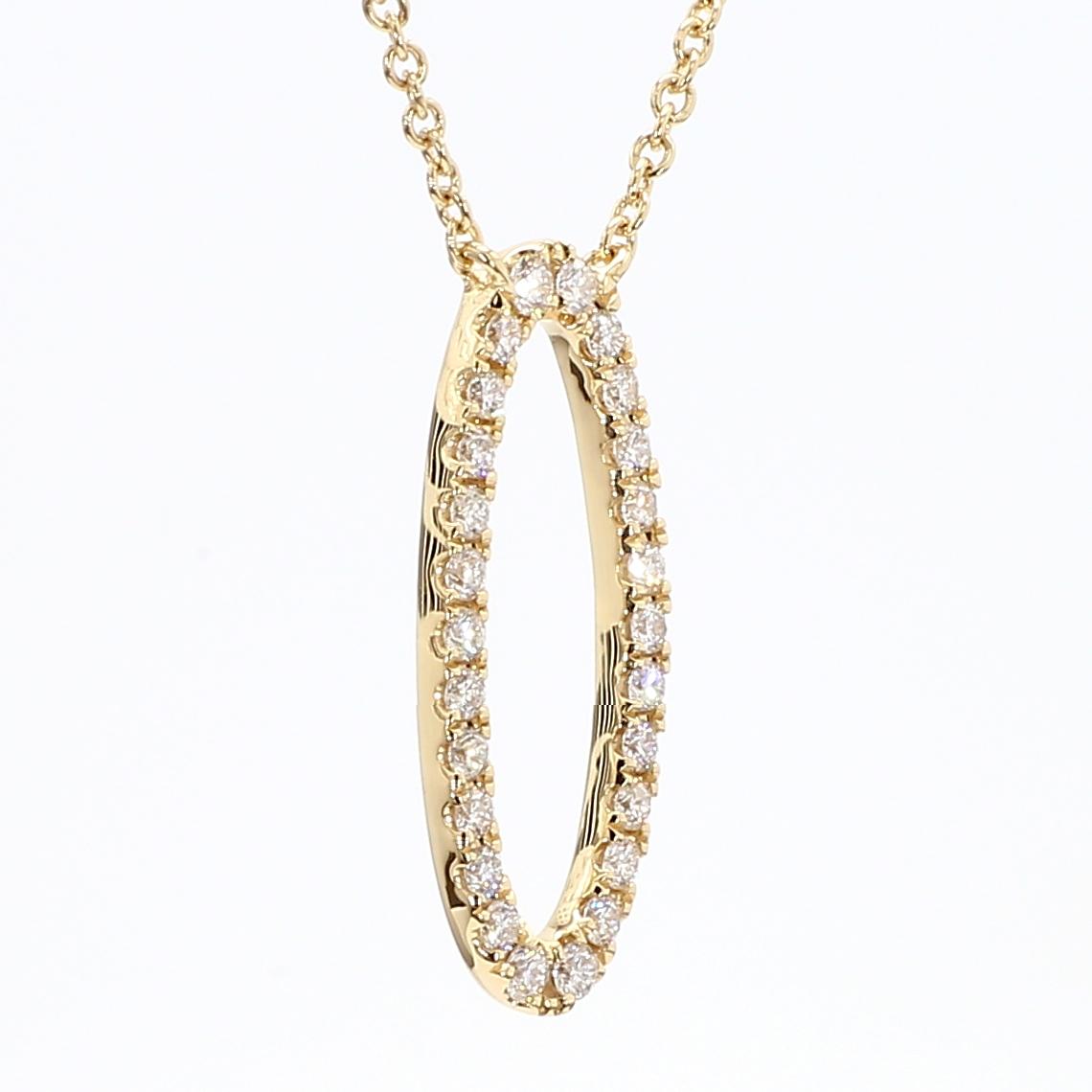 Natural White Round Diamond 0.29 Carat TW Yellow Gold Necklace