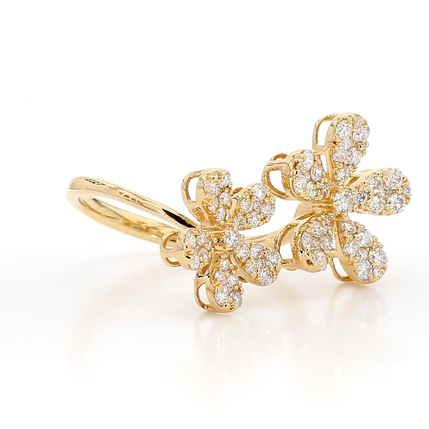 Natural White Round Diamond 0.79 Carat TW Yellow Gold Cocktail Band