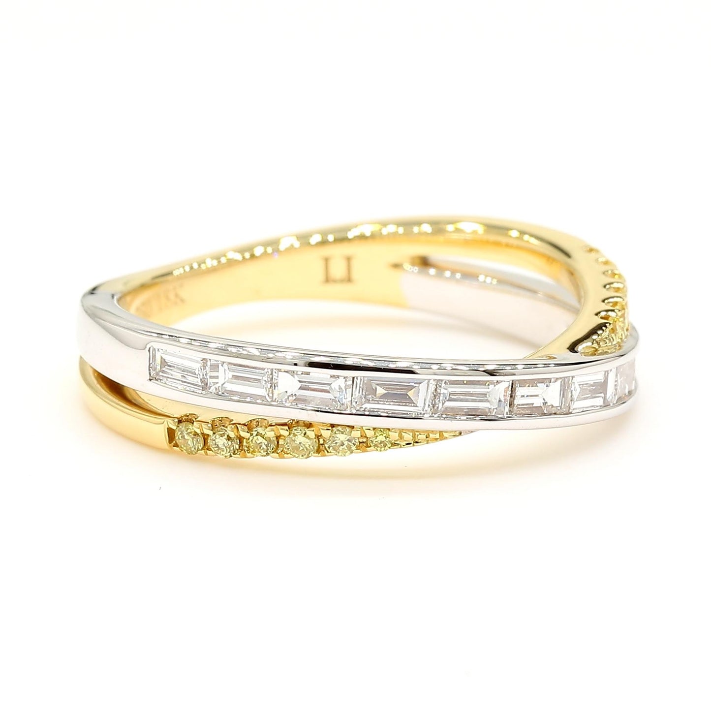 Natural White Baggette Diamond .48 Carat TW Gold Cocktail Band