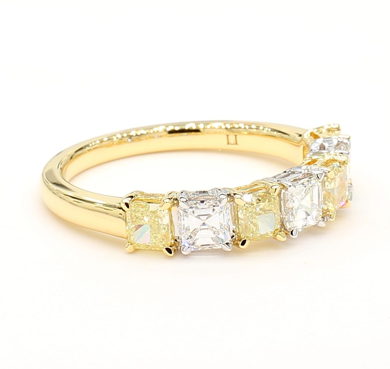 Natural Yellow Cushion Diamond 1.53 Carat TW Gold Cocktail Band