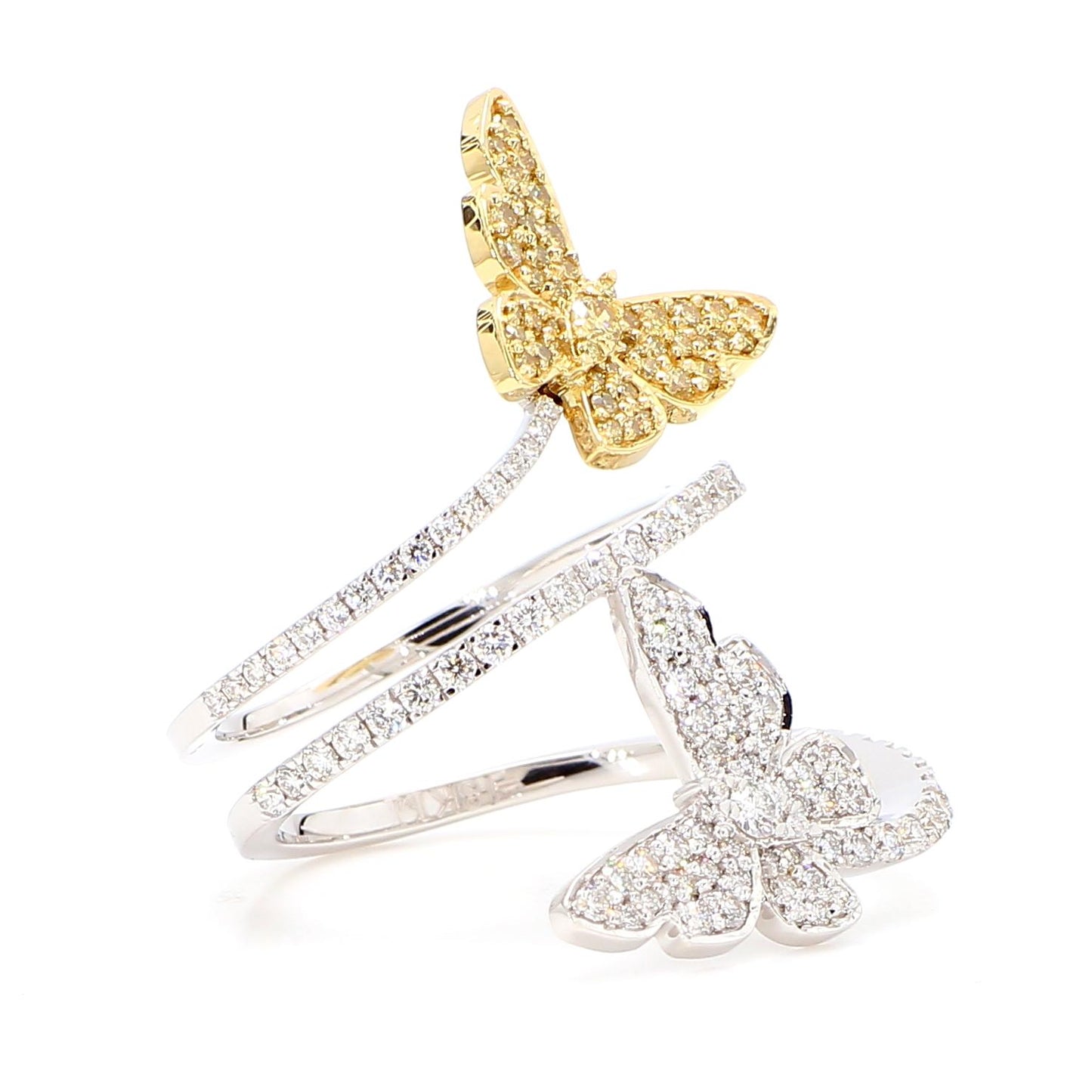 Natural Yellow Round Diamond 0.96 Carat TW Gold Cocktail Ring