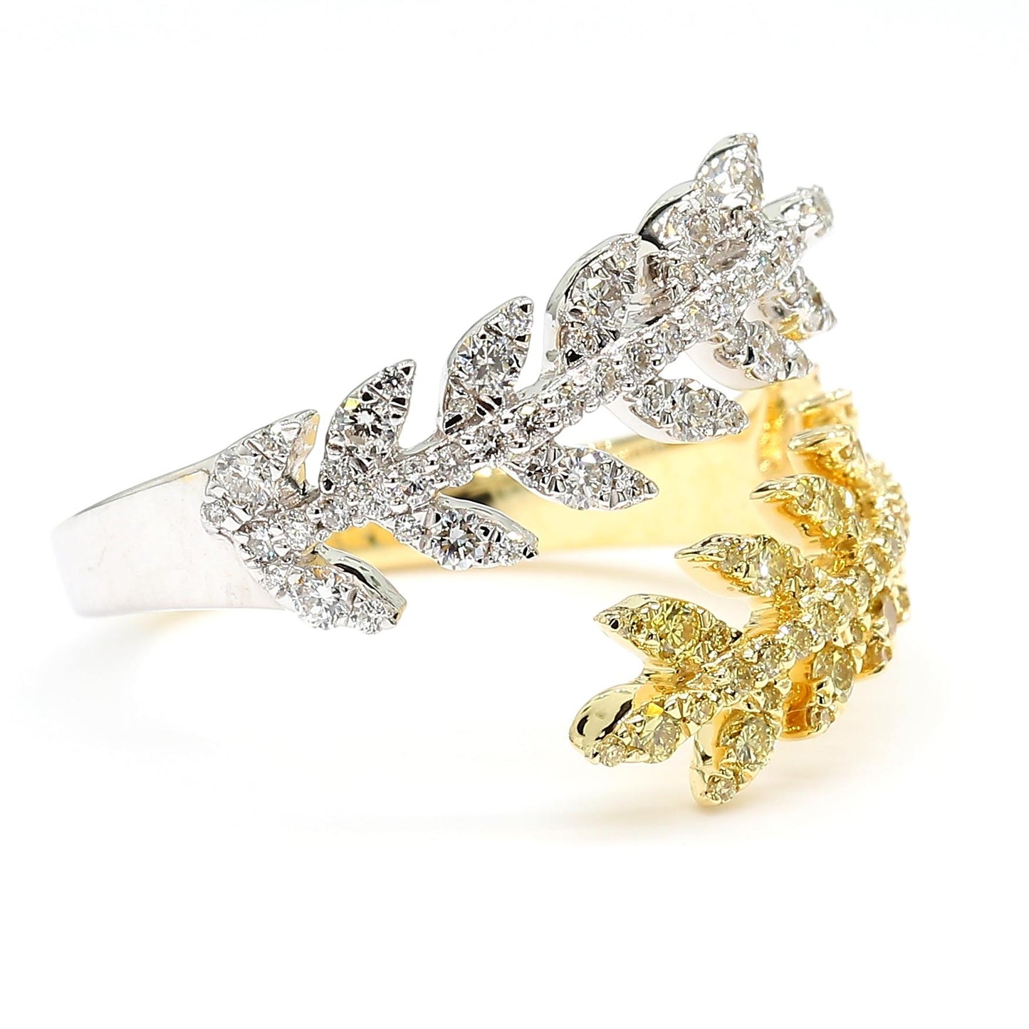 Natural Yellow Round Diamond 0.65 Carat TW Gold Cocktail Ring