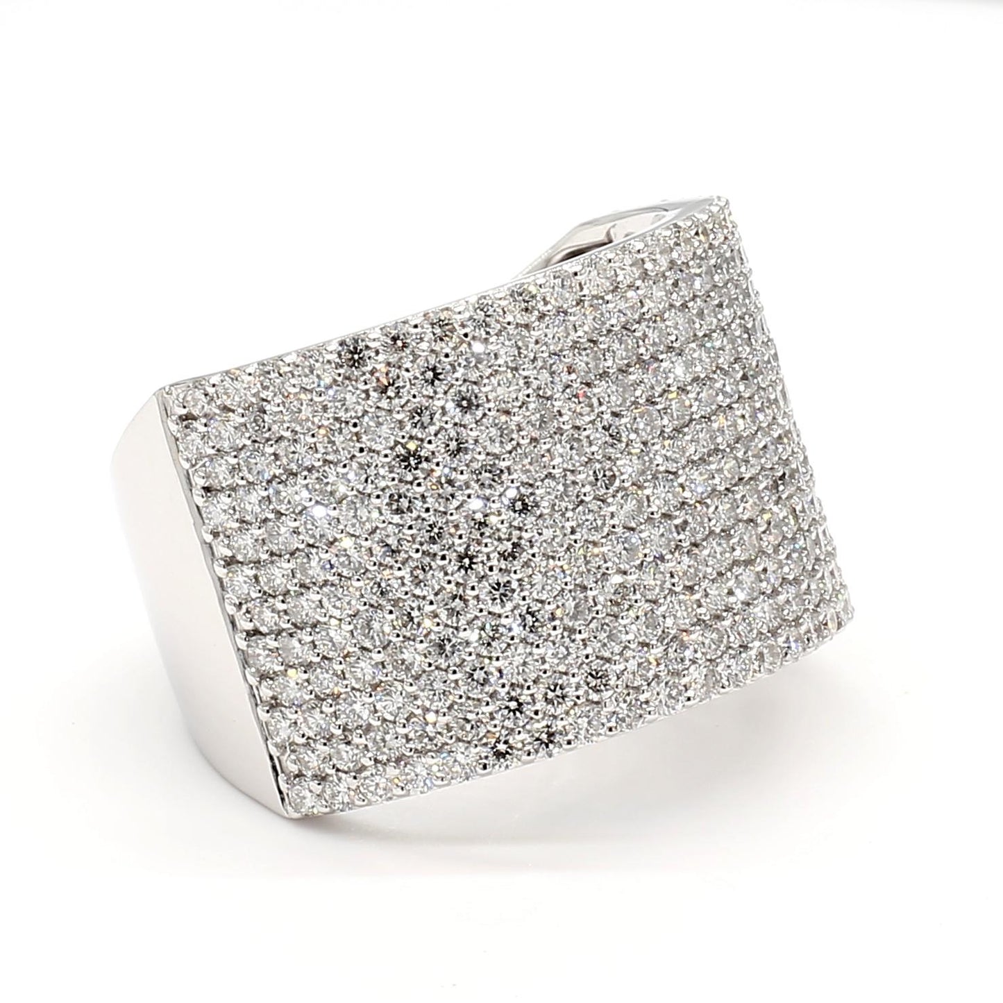 Natural White Round Diamond 2.33 Carat TW White Gold Cocktail Band